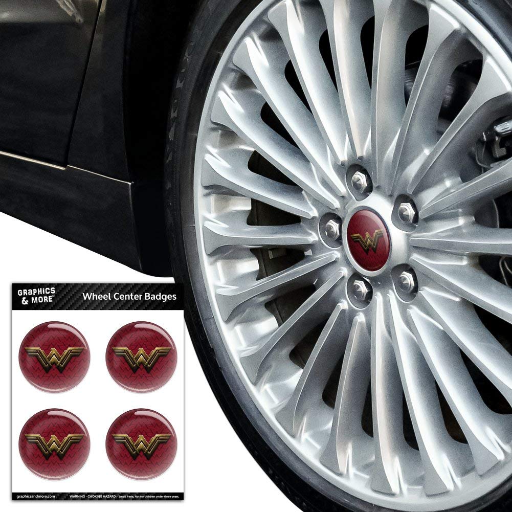 Justice League Wonder Woman Logo Tire Wheel Center Cap - Resin-Topped Badge Sticker for Car, Truck & Motorcycle Accessories - DC Comics Superhero Decoration for Auto Enthusiasts