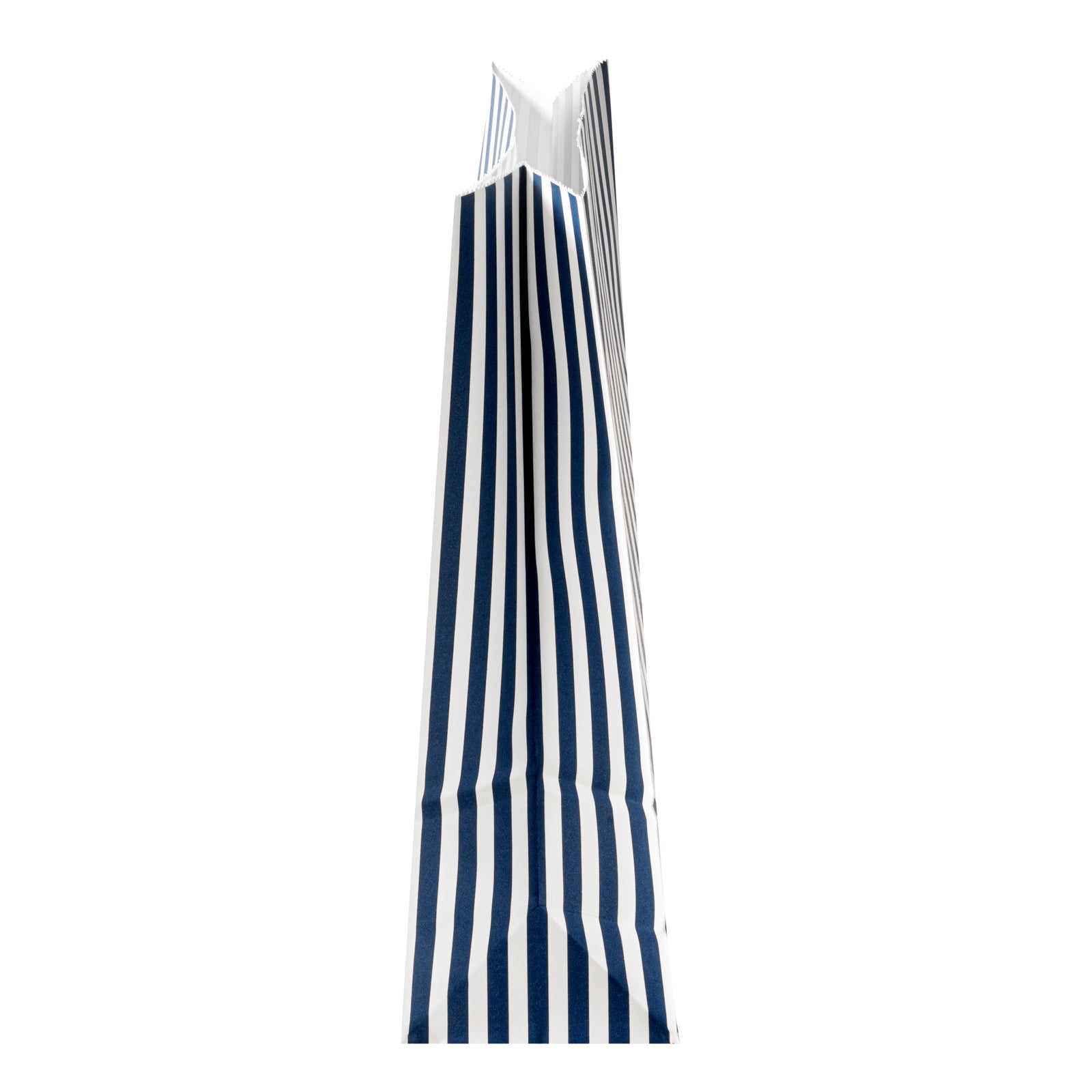 Blue and White Striped Paper Bags - 6 lb Capacity, 6 x 3.5 x 10.75 Inches - Pack of 100 - Perfect for Retail Shopping, Gift Wrapping & Party Favors