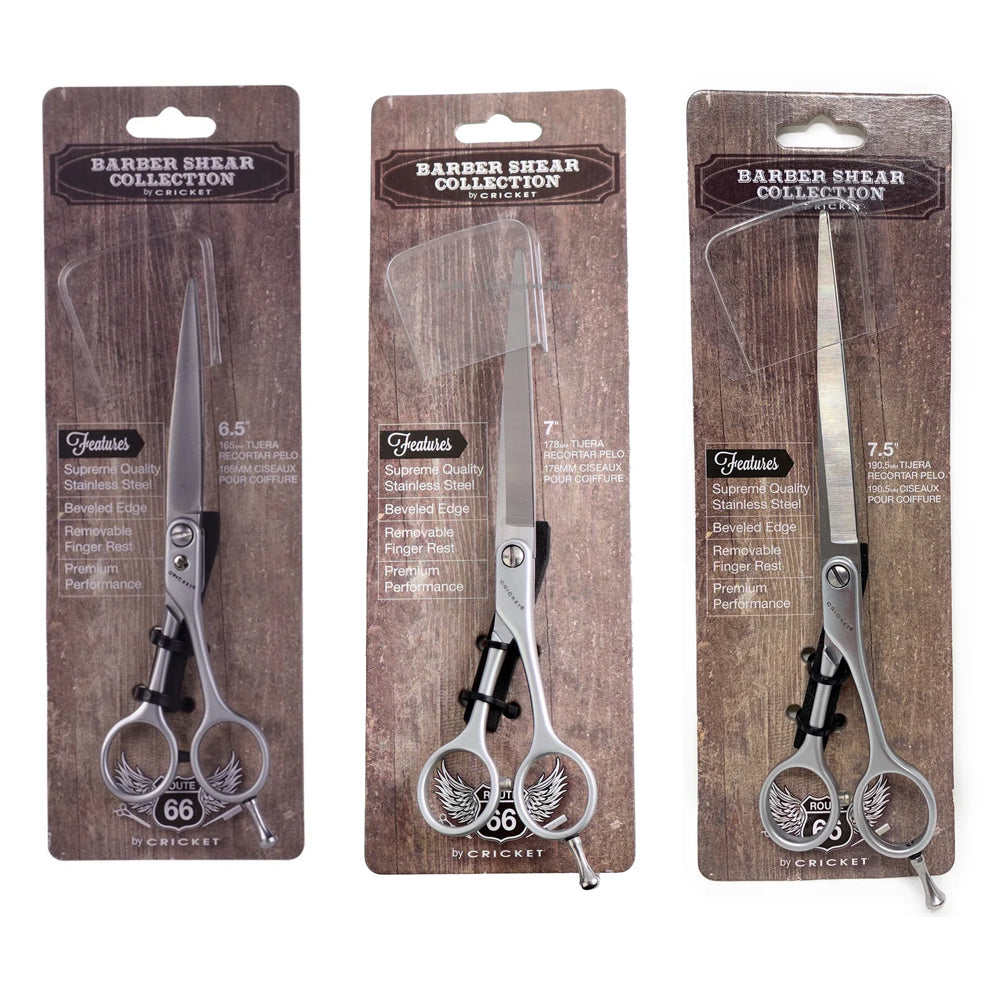Professional Cricket Route 66 Barber Hair Cutting Shears - Stainless Steel Hair Scissors for Precision Styling & Trimming - Perfect for Salon, Home Haircuts & Beard Grooming