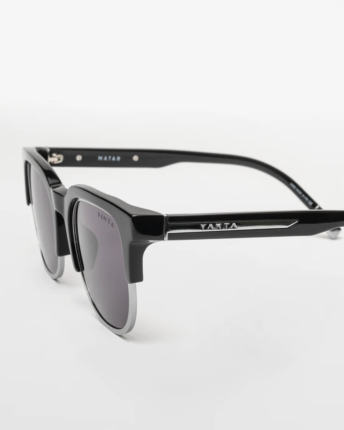 VANTA Matar Sunglasses - Gloss Black & Gunmetal Frame - UV Protection Polarized Lenses - Stylish Outdoor Sports & Driving Shades