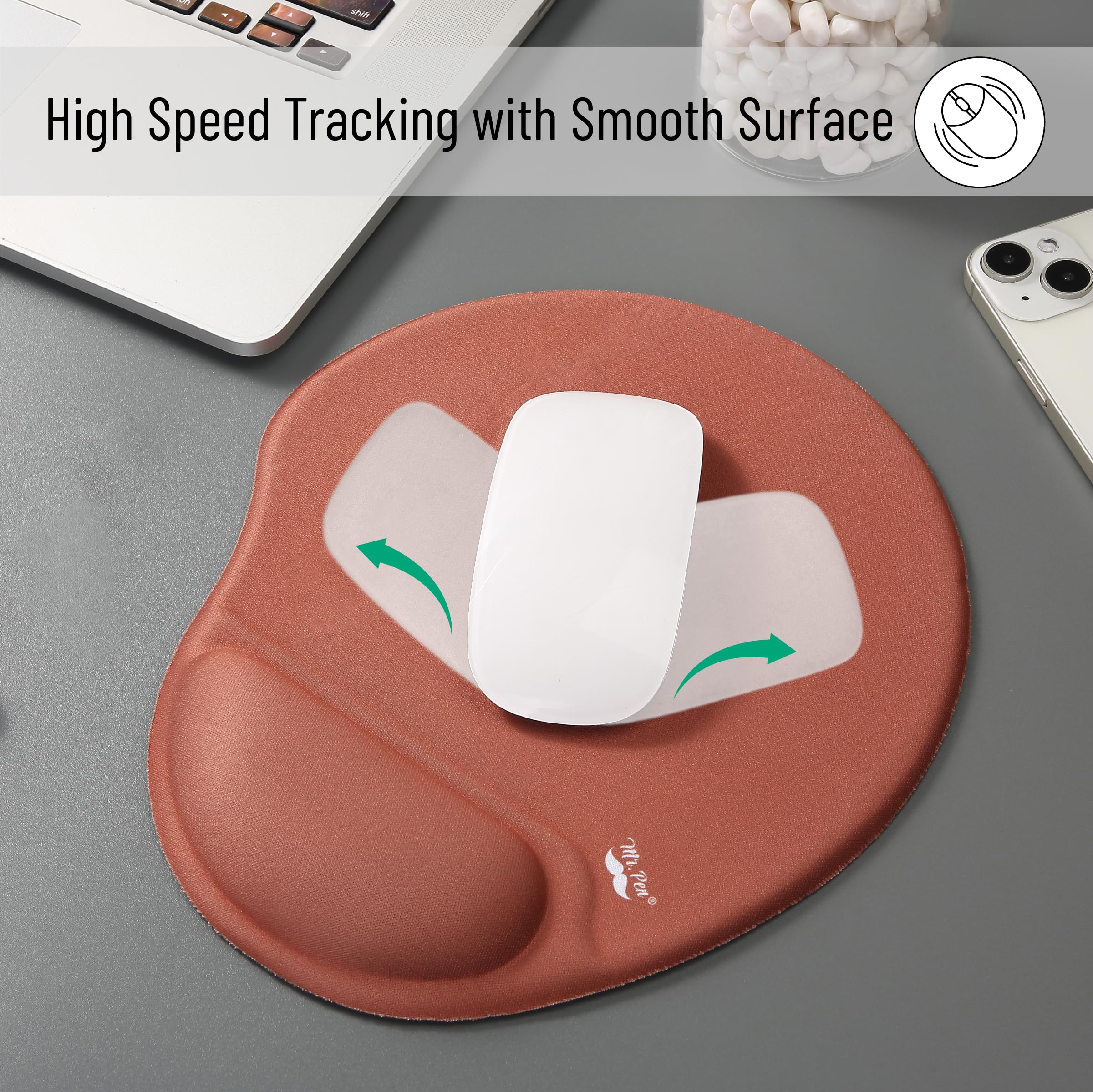 Ergonomic Mouse Pad with Wrist Support - Comfortable Gel Cushion for Office & Gaming - Brown (Mr. Pen) | Perfect for Long Computer Work Sessions, Typing & PC Gaming