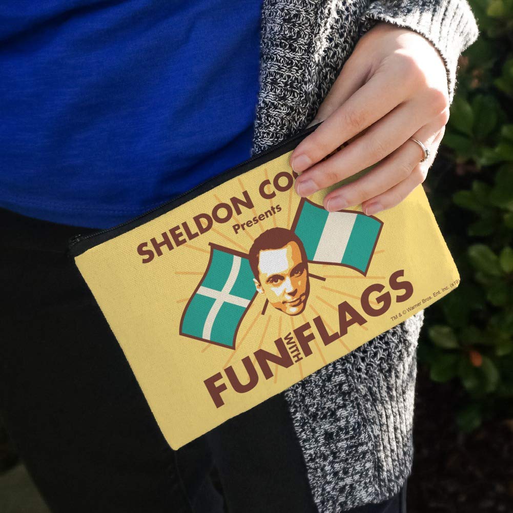 The Big Bang Theory Sheldon Cooper Fun with Flags Cosmetic Bag - Travel Makeup Organizer Pouch for Fans, Gifts & Daily Use