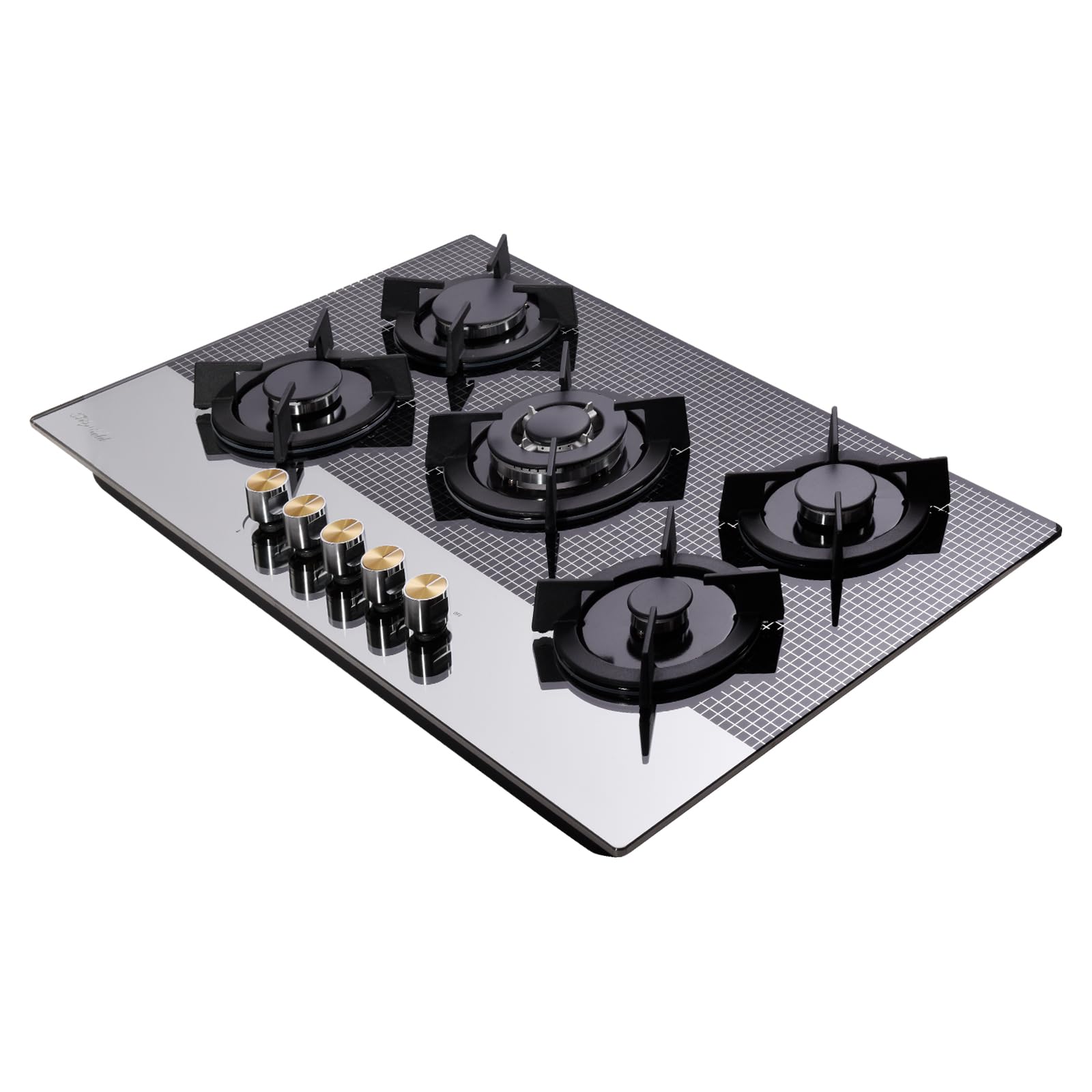 36 Inch 5 Burner Gas Cooktop - Tempered Glass Stovetop with Dual Fuel (NG/LPG) Conversion - HF5198-01 - Perfect for Modern Kitchens & Professional Cooking
