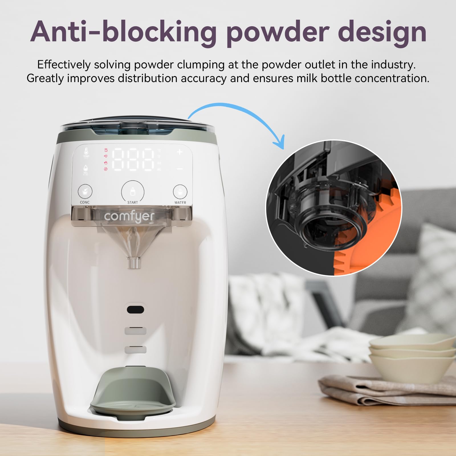 Comfyer Instant Formula Maker - Automatic Baby Formula Dispenser Machine with Precise Temperature Control, Customizable Settings for All Bottle & Formula Brands (White) - Perfect for Busy Parents, Night Feedings & On-the-Go Use