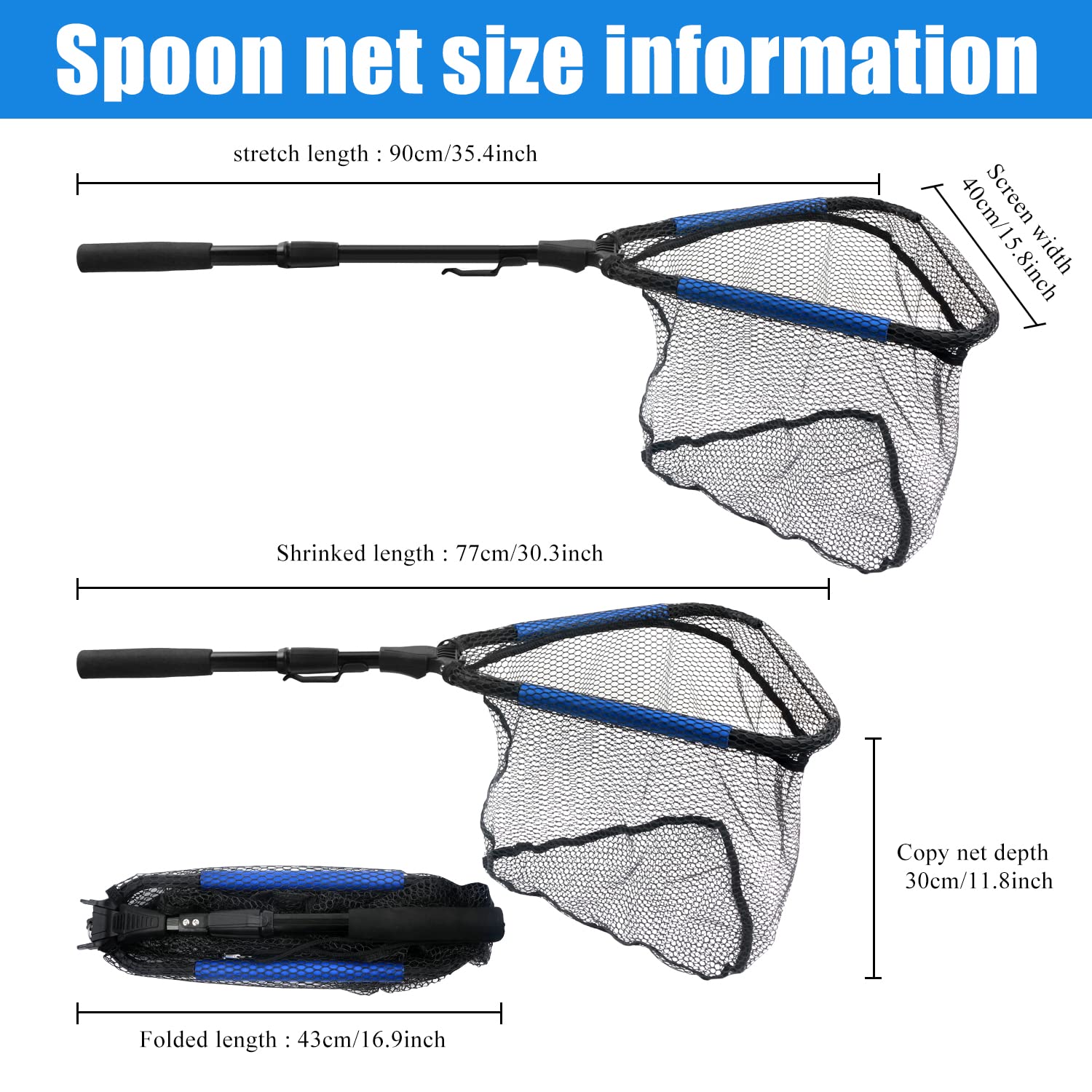 Foldable Telescopic Fishing Net with 7