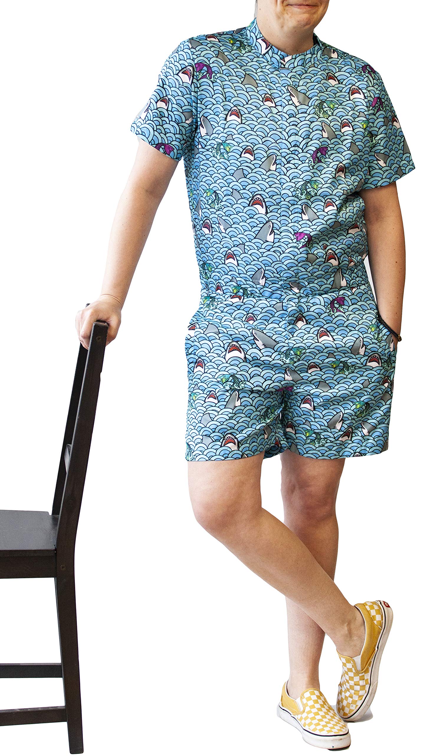 Funny Guy Mugs Men's Romper Jumpsuit - Premium Adult One-Piece with Zippered Pockets for Casual Wear, Parties & Costume Events