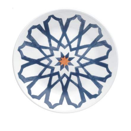 Corelle Amalfi Azur Blue 6.75-Inch Bread and Butter Plates, Set of 4 - Durable Dinnerware for Everyday Use, Perfect for Breakfast, Snacks, and Small Portions