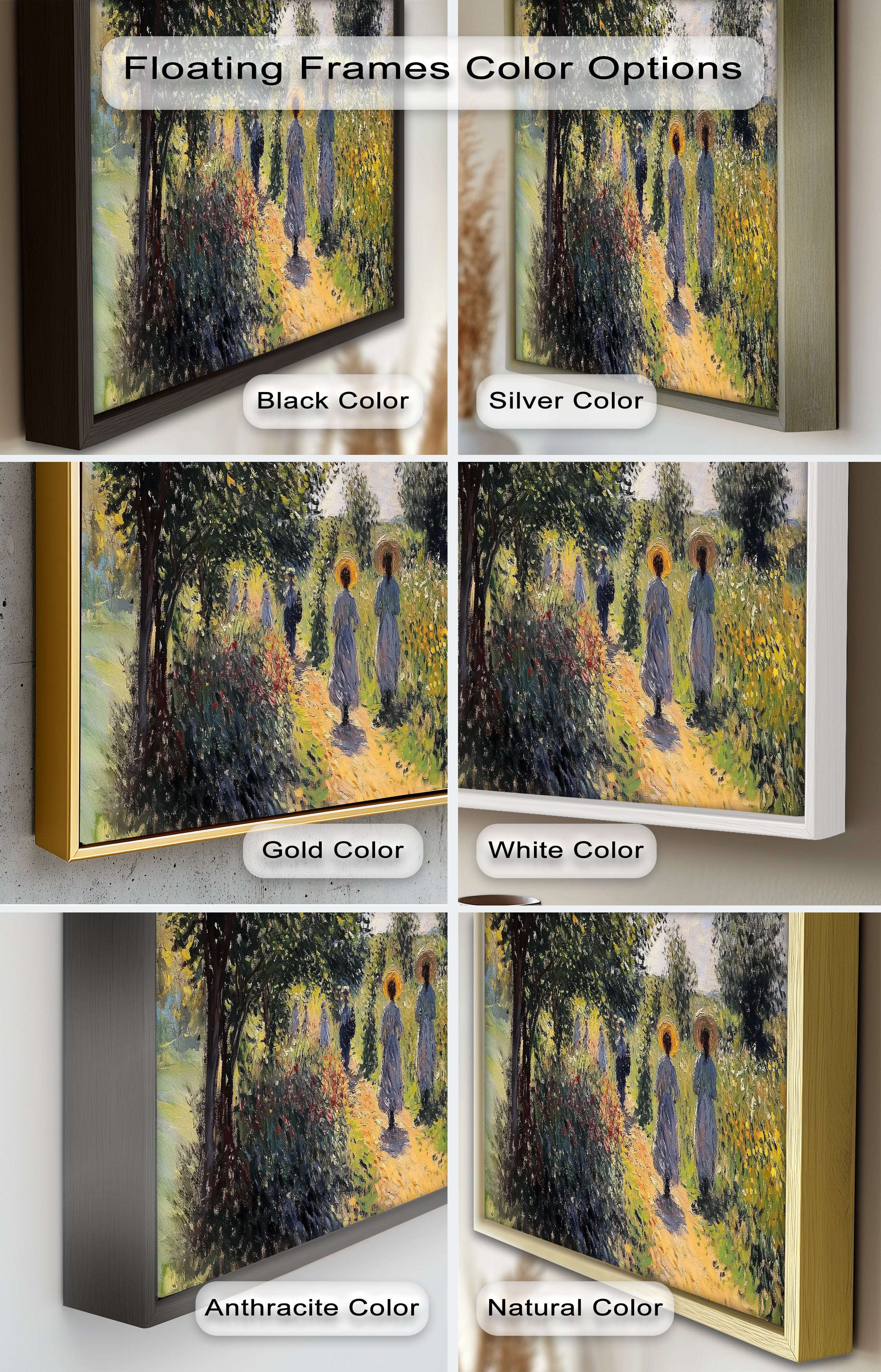 Afternoon Stroll - Sun Dappled Garden Walk Oil Painting Wall Art - Hand Painted Landscape Canvas for Living Room, Bedroom Decor - Perfect Gift for Home & Office