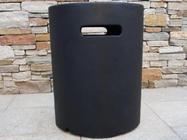 AMS Fireplace | Elementi 20lb Propane Tank Cover (Dark Grey) - Handcrafted Fiberglass Reinforced Concrete, Round Design 15.7x15.7x20 inches | Outdoor Patio Decor, Fire Pit Accessory, End Table Alternative for Backyard & Garden