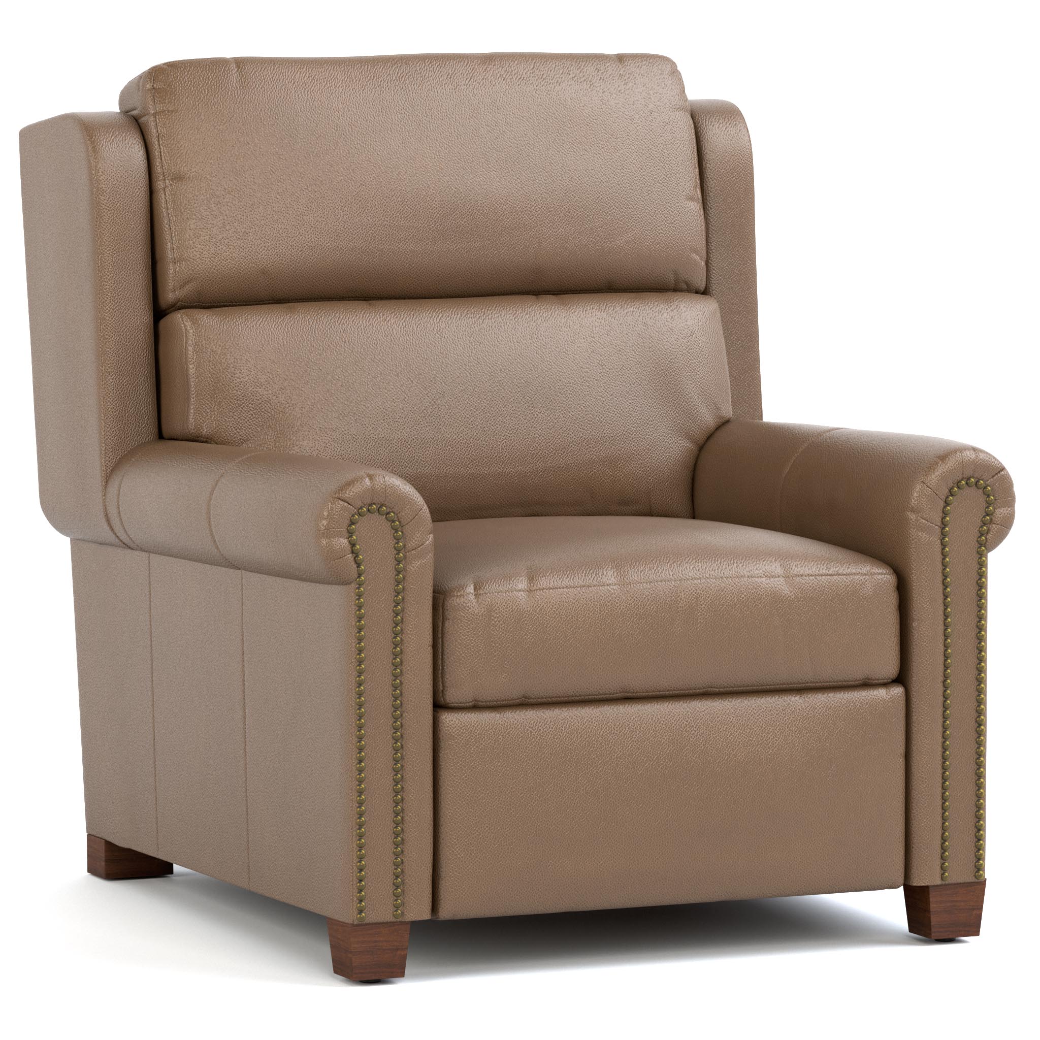 Comfortable Woodlands Small Roll Arm Wall Recliner with Nails - Space-Saving Reclining Chair for Small Apartments, Living Rooms & Home Theaters