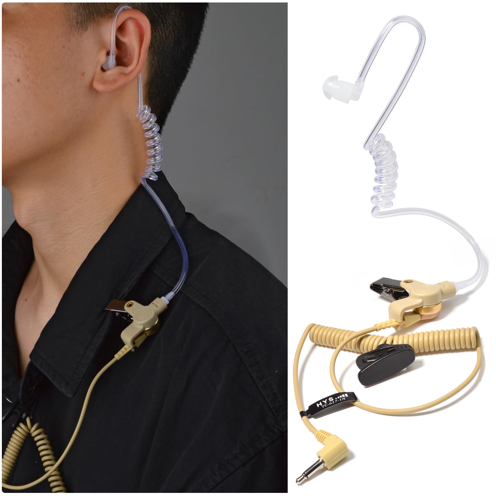 HYS 3.5mm Surveillance Earpiece - Clear Acoustic Coil Tube Headset for Two-Way Radios, Transceivers & Shoulder Speaker Mics | Secure Communication & Discreet Monitoring for Security, Law Enforcement & Event Staff