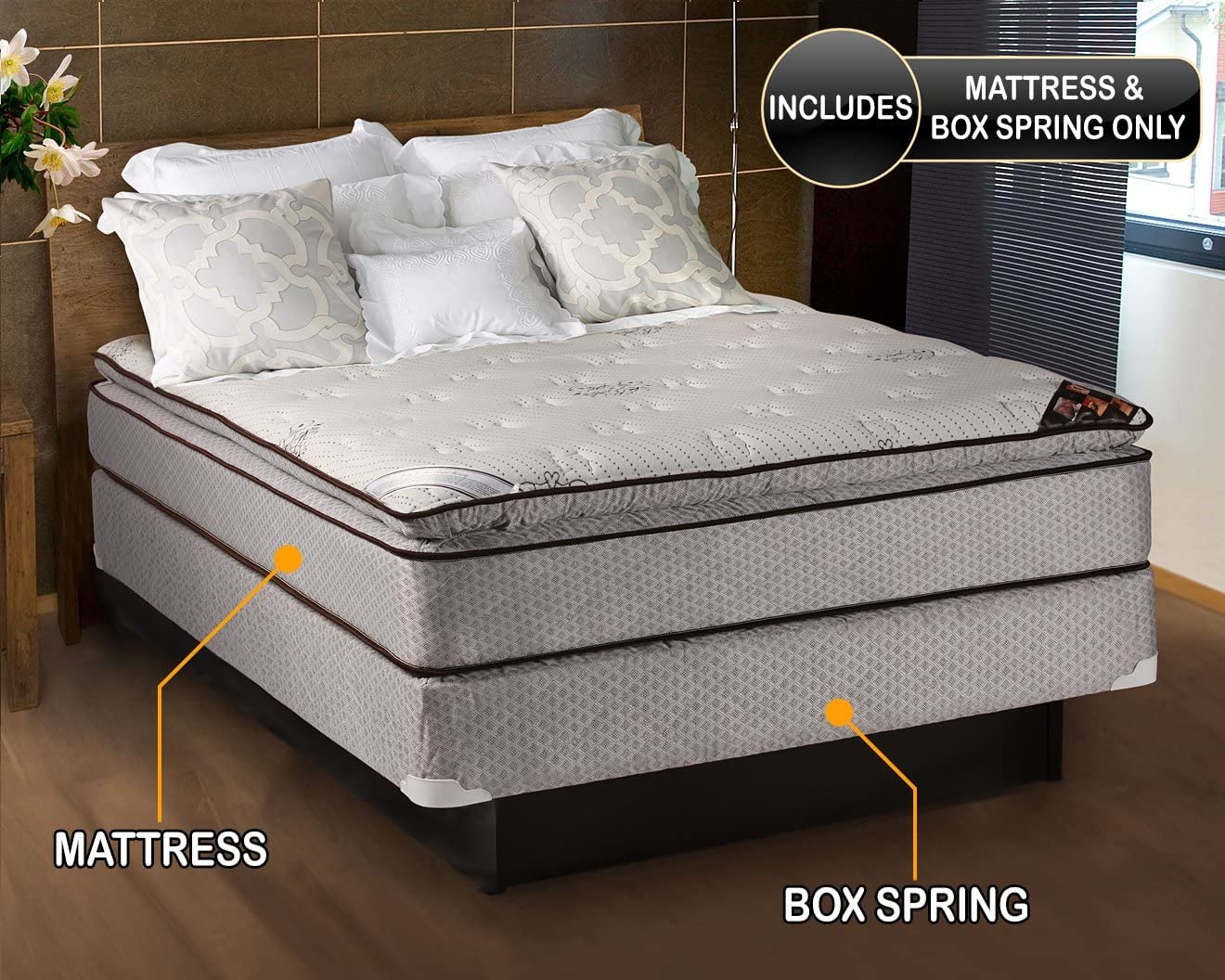 DS Solutions USA Orthopedic Full Size Mattress Set with Plush Eurotop & Metal Bed Frame - Innerspring Coils & Memory Foam for Back Pain Relief, Durable Support - Perfect for Guest Rooms, Dormitories & Home Use