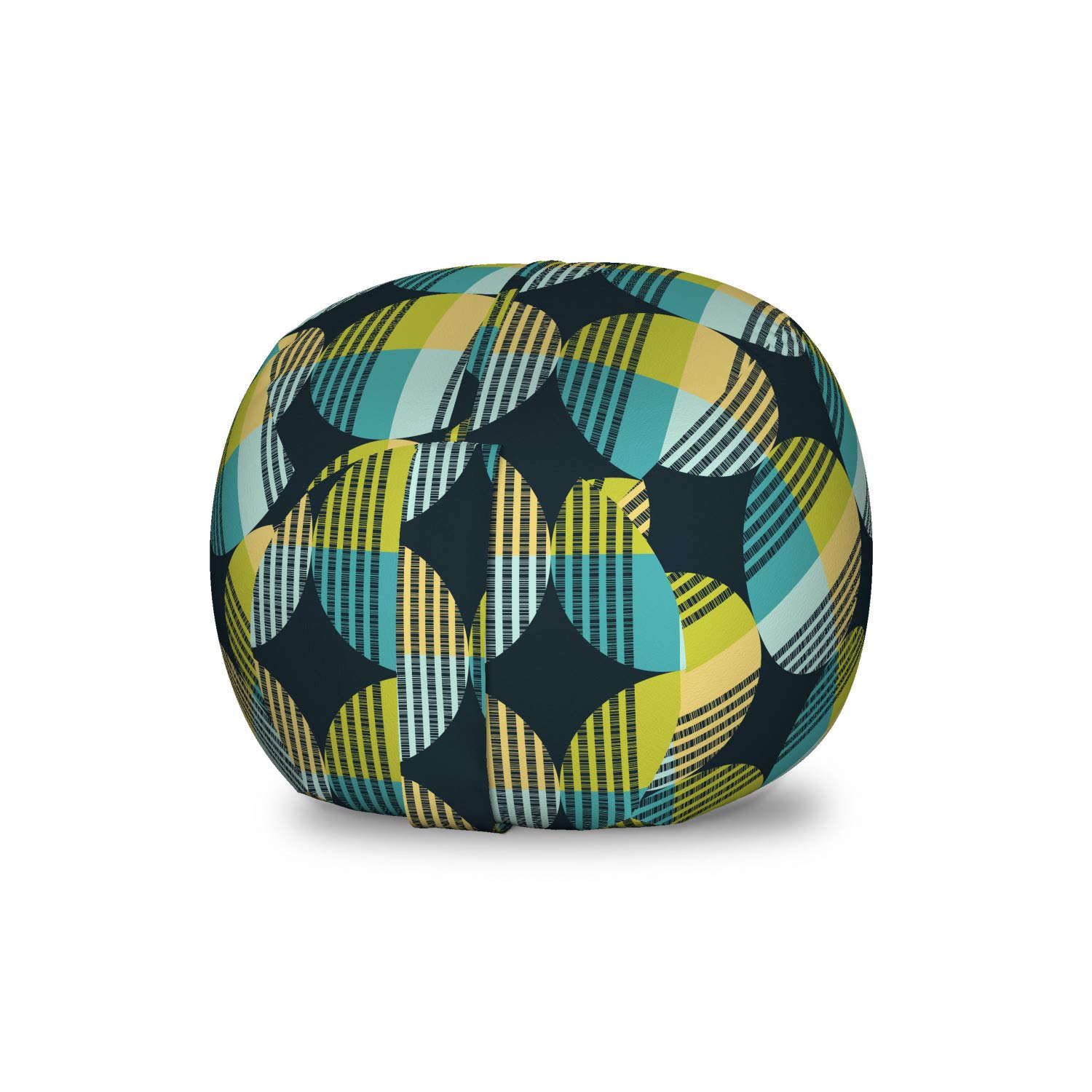 Ambesonne Abstract Storage Toy Bag Chair - Retro Geometric Pattern Stuffed Animal Organizer, Washable Multicolor Small Bean Bag for Kids' Room & Playroom Organization