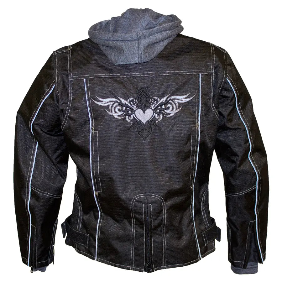 Open Road Women's Zip Out Hoodie Reflective Textile Motorcycle Jacket - Windproof & Waterproof Riding Gear for Commuting & Adventure Travel