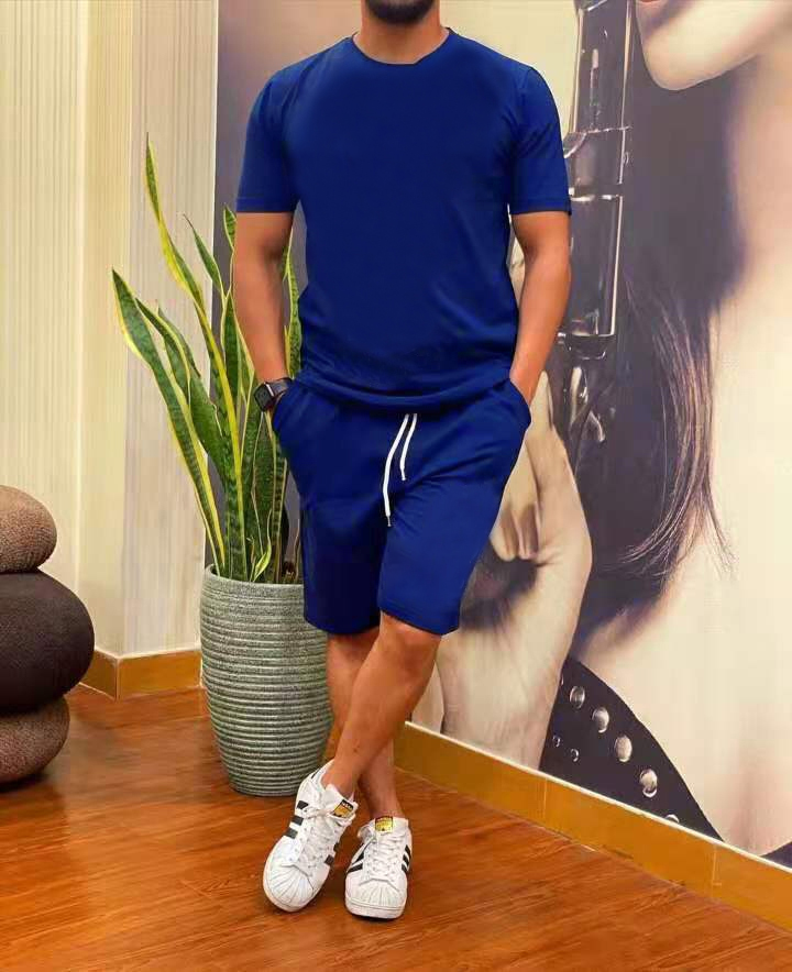 Men's Summer Casual 2-Piece Outfit Set - Lightweight Breathable Short Sleeve Shirt & Shorts for Beach, Vacation, and Outdoor Activities