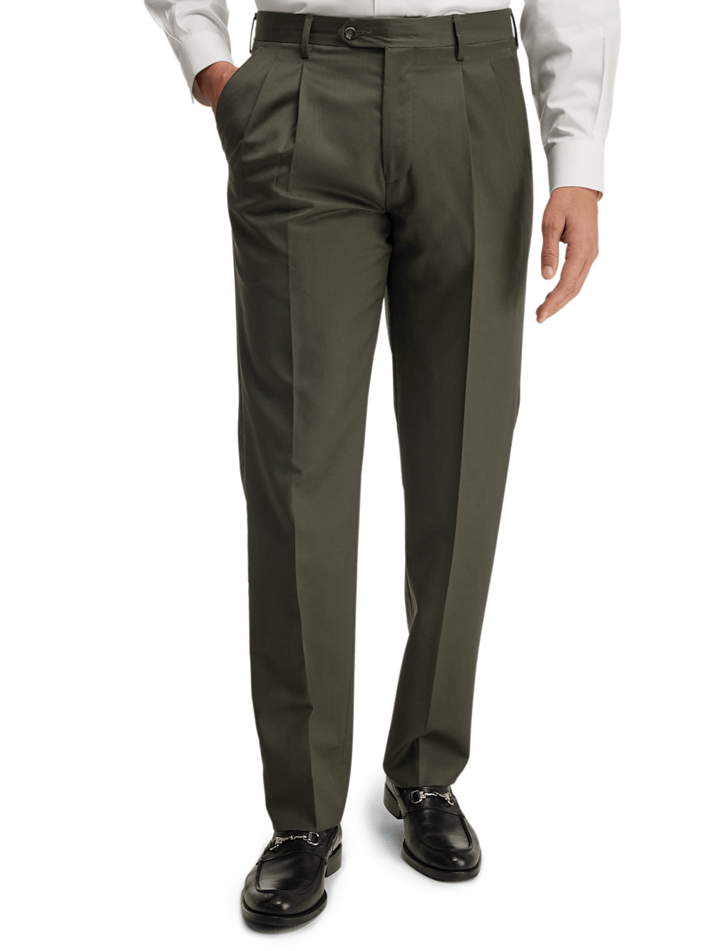Premium Wool Gabardine Dress Pants for Men - Olive Green | Comfortable & Durable Office & Business Casual Trousers | Perfect for Work, Weddings & Formal Events