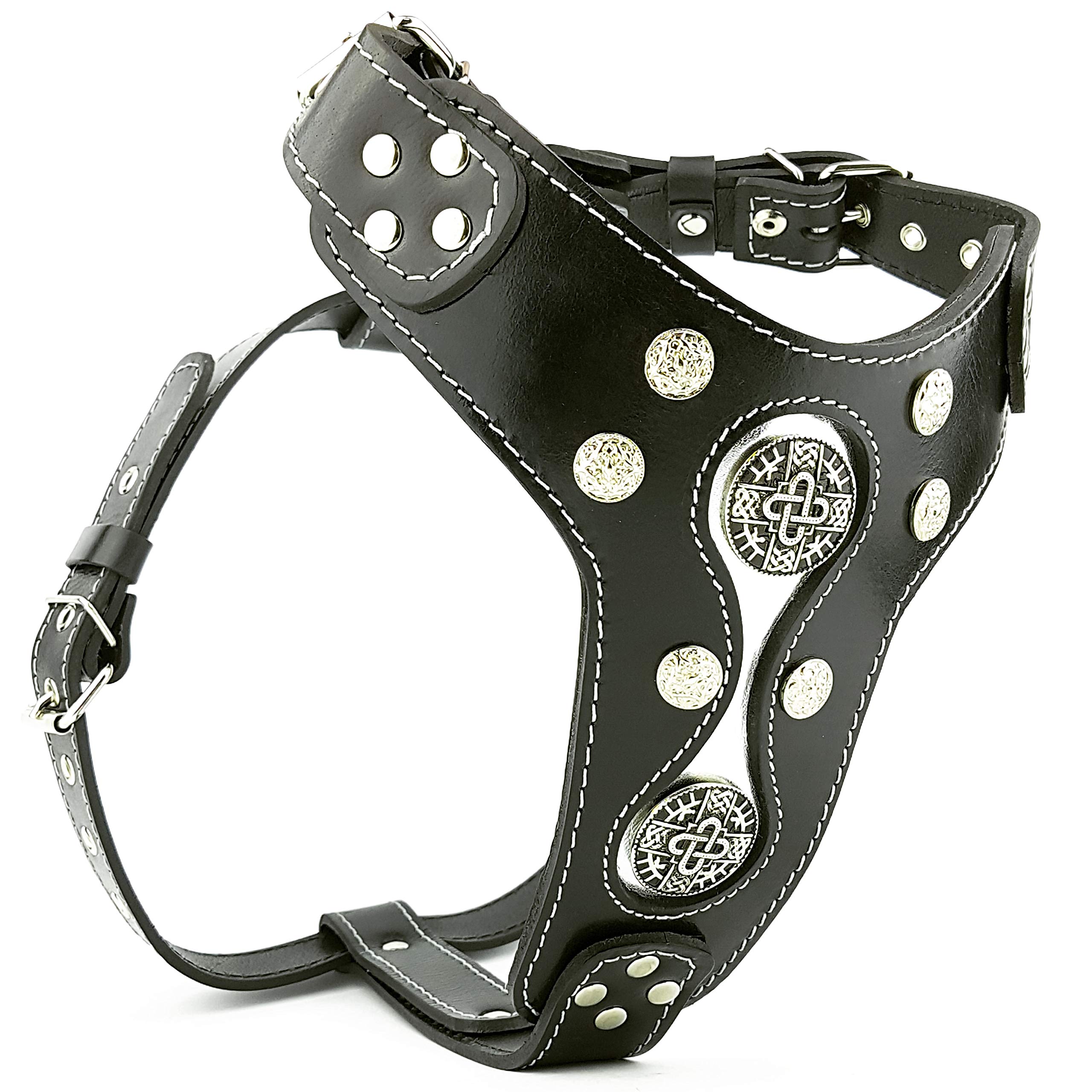 Premium The Hektor Genuine Leather Studded Dog Harness - Adjustable & Stylish for Small to Medium Dogs - Perfect for Walking, Training & Outdoor Adventures