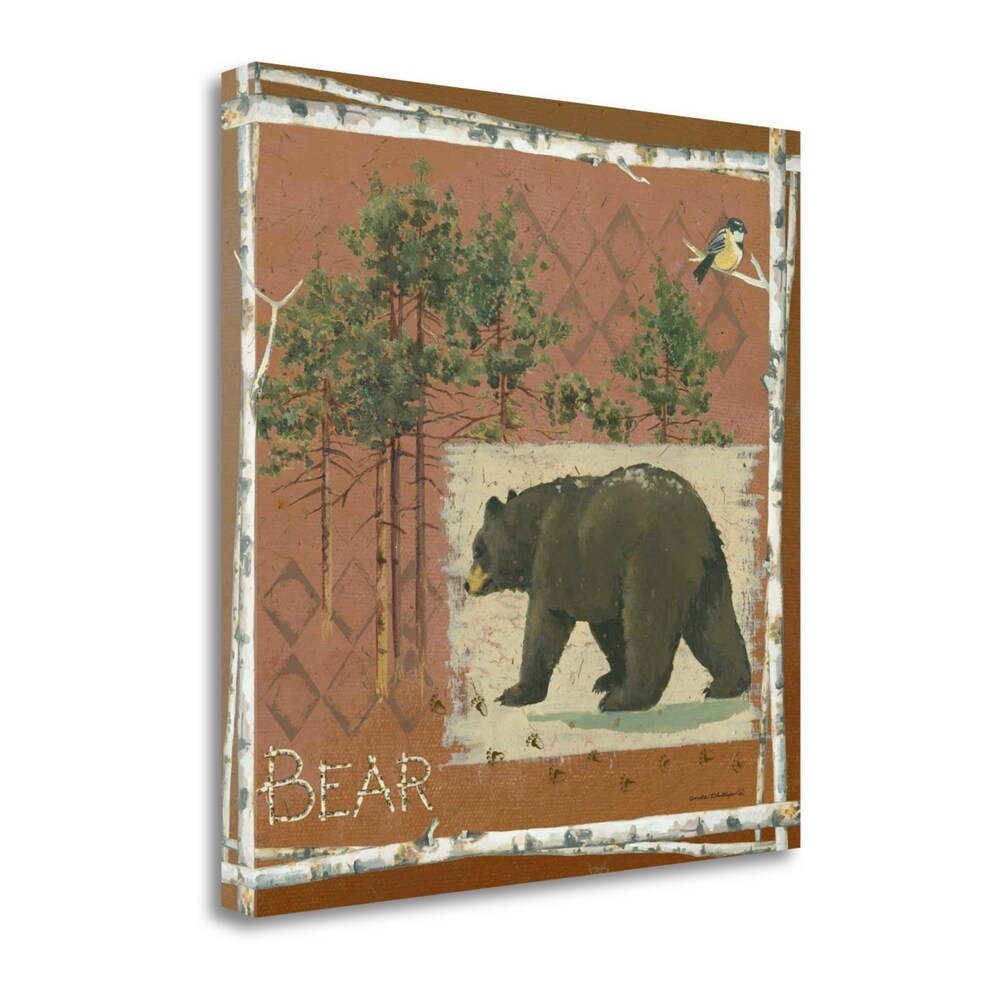 Bear On Red By Anita Phillips - Premium Fine Art Giclee Print on Gallery Wrap Canvas, Ready to Hang Wall Decor for Living Room, Bedroom & Office