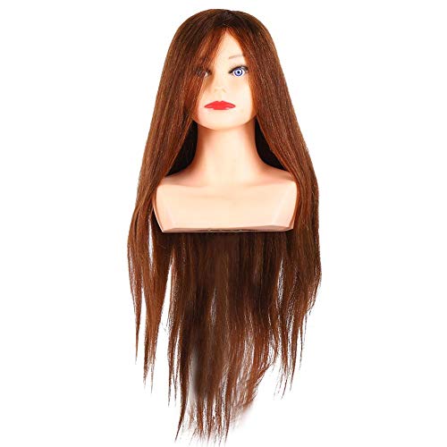 Professional Dark Brown Mannequin Head for Hair Styling, Braiding & Training - Perfect for Hairdressers, Salons & Beauty School Students - Ideal for Haircut Practice, Color Application & Styling Techniques