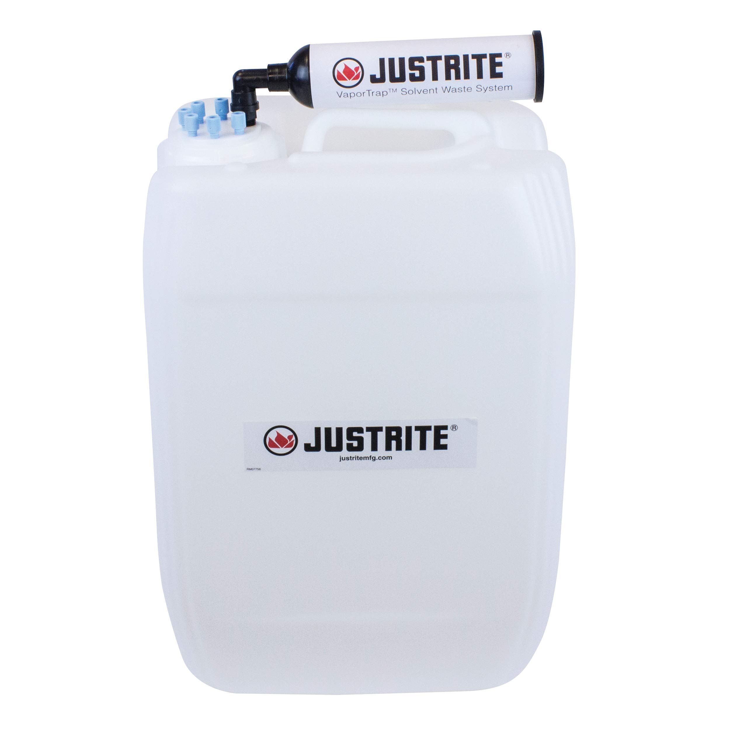 Justrite 12839 VaporTrap Carboy with Filter Kit - 70mm, 20L (5.3 Gallon), 6-Port Glass Fermenter for Home Brewing, Wine Making & Beer Fermentation - Perfect for Craft Breweries & DIY Alcohol Production