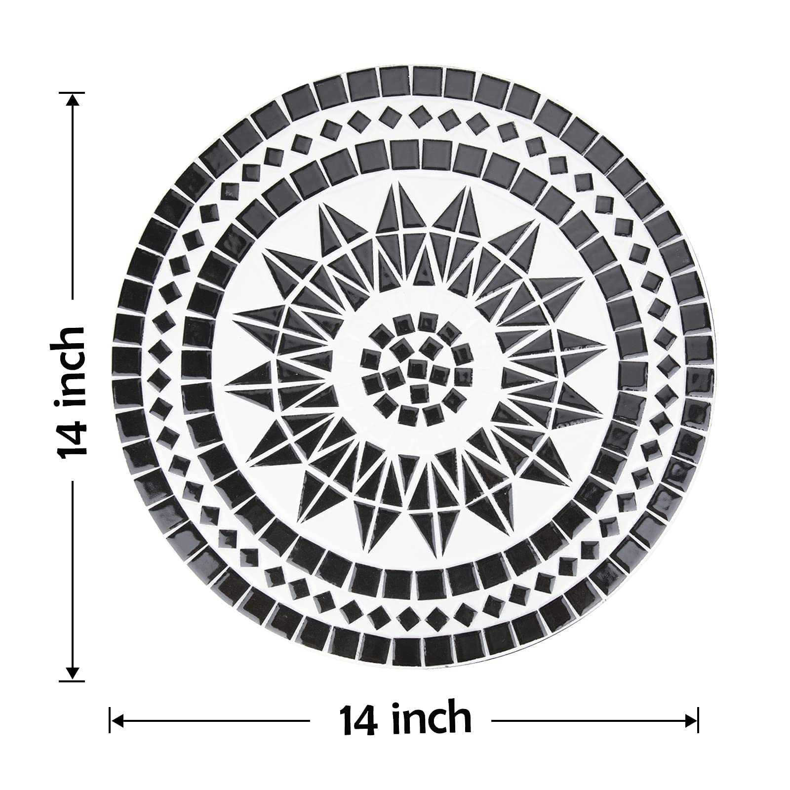 Vipush Black Mosaic Folding Round Side Table - Outdoor Accent Coffee Table & Plant Stand for Patio, Porch, Balcony, Backyard | Perfect for Small Spaces, Bistro Setting & Indoor Decor