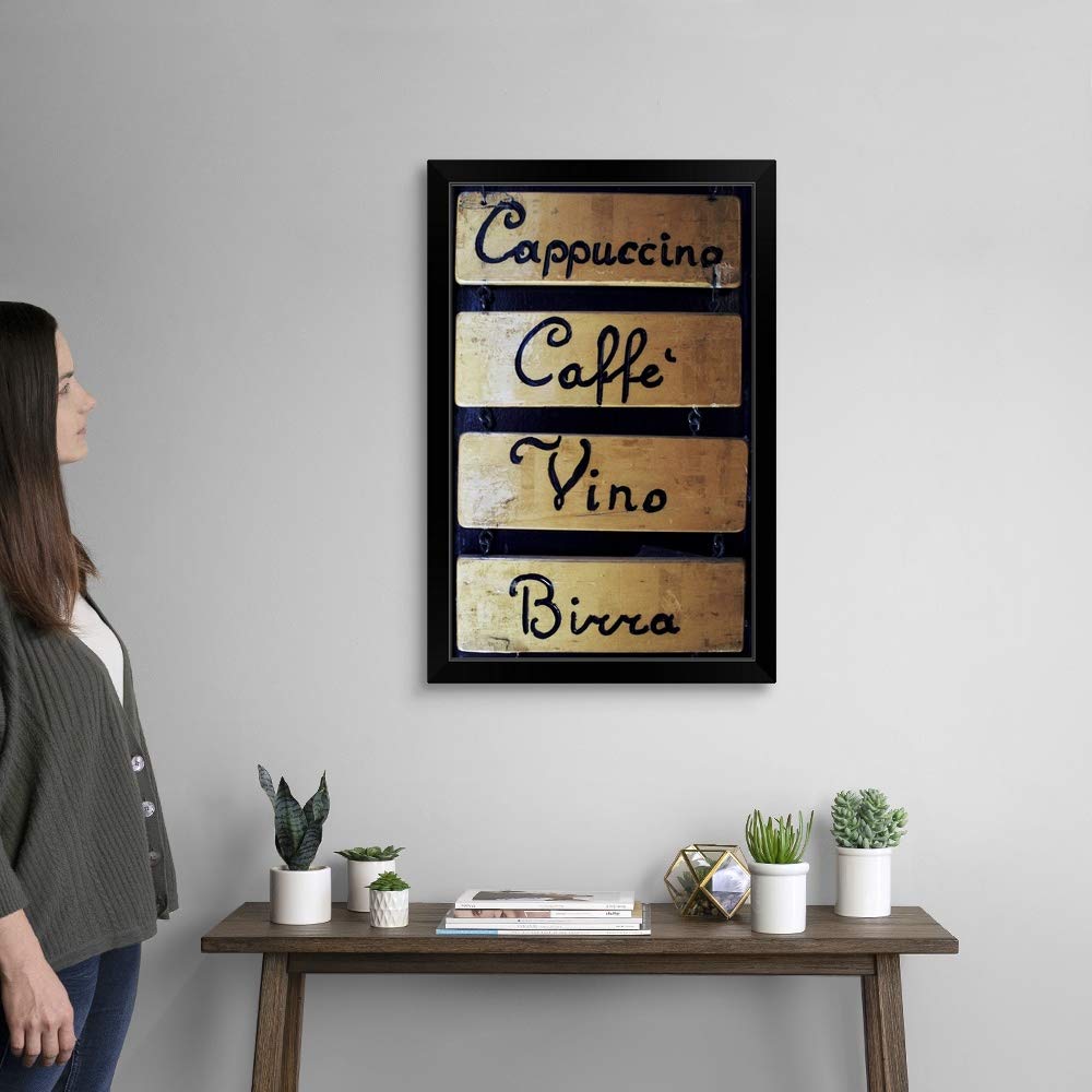 Venice Italy Veneto Coffee & Wine Black Framed Art Print - Elegant Wall Decor for Living Room, Office & Cafe