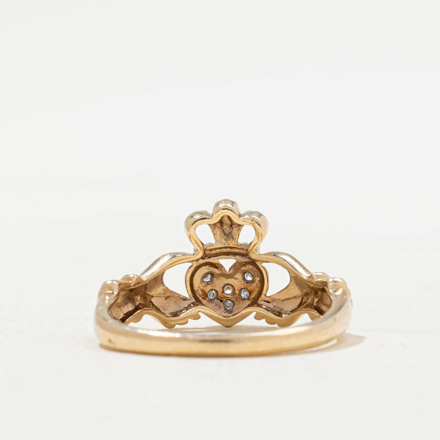 0.03ctw Cluster Diamond Claddagh Ring - Size 6.5 - Elegant Irish Wedding Band, Promise Ring & Anniversary Jewelry Gift for Women