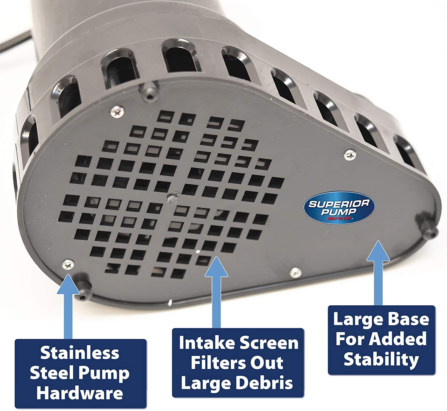 Superior Pump 92570 1/2 HP Thermoplastic Submersible Sump Pump with Tethered Float Switch - Heavy Duty Water Removal for Basements, Crawl Spaces & Flooded Areas