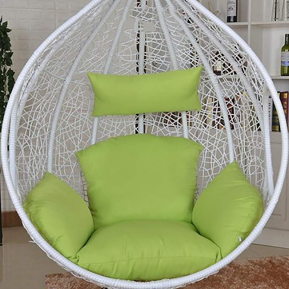 Non-Slip Swing Seat Cushion with Adjustable Straps - Detachable Indoor/Outdoor Hanging Basket Pad - Green Rocking Chair Mat (Perfect for Porch, Garden & Nursery - Chair Not Included)