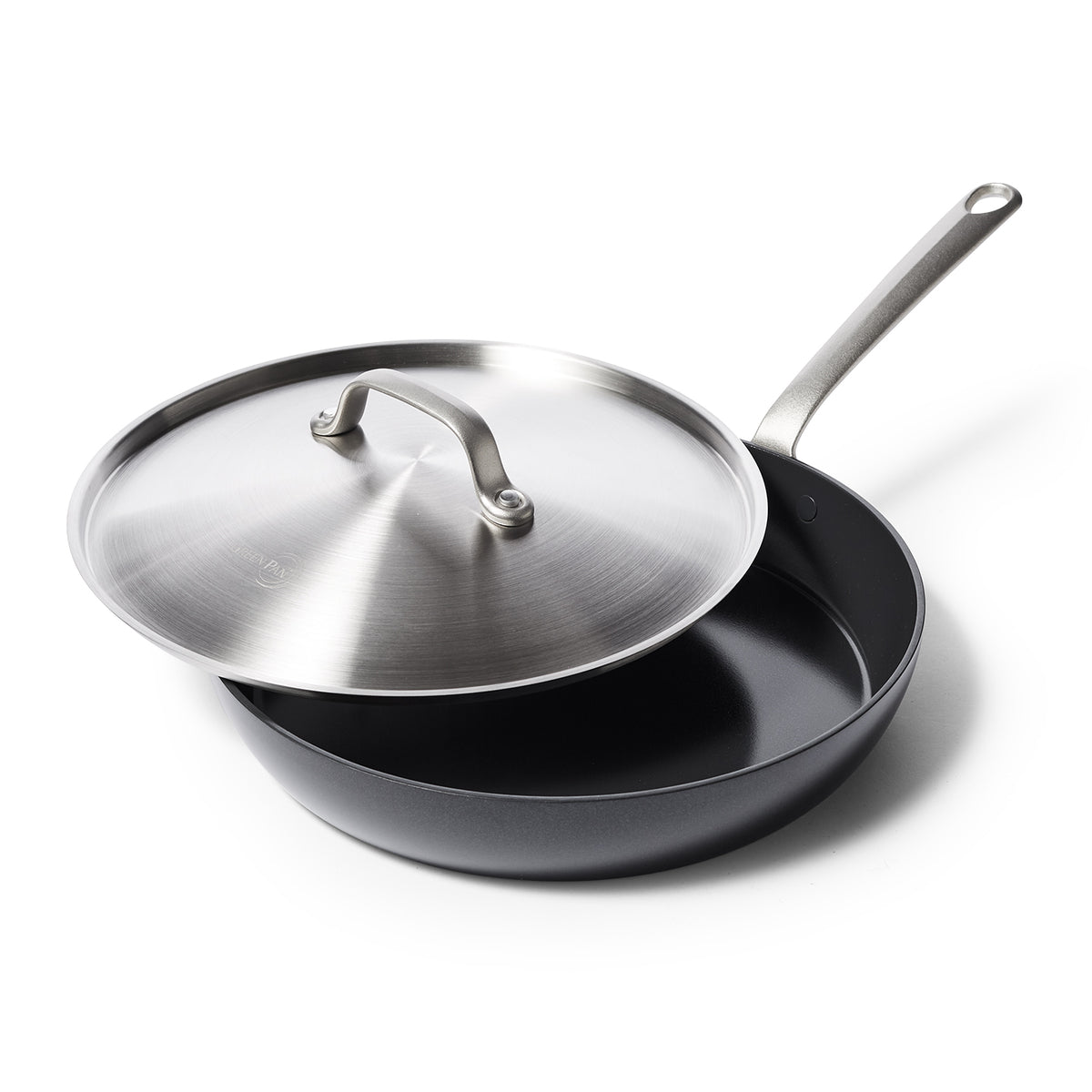 Craft Noire Ceramic Nonstick 12-Inch Frying Pan with Lid - Premium Cookware for Healthy Cooking, Perfect for Sautéing, Frying & Simmering
