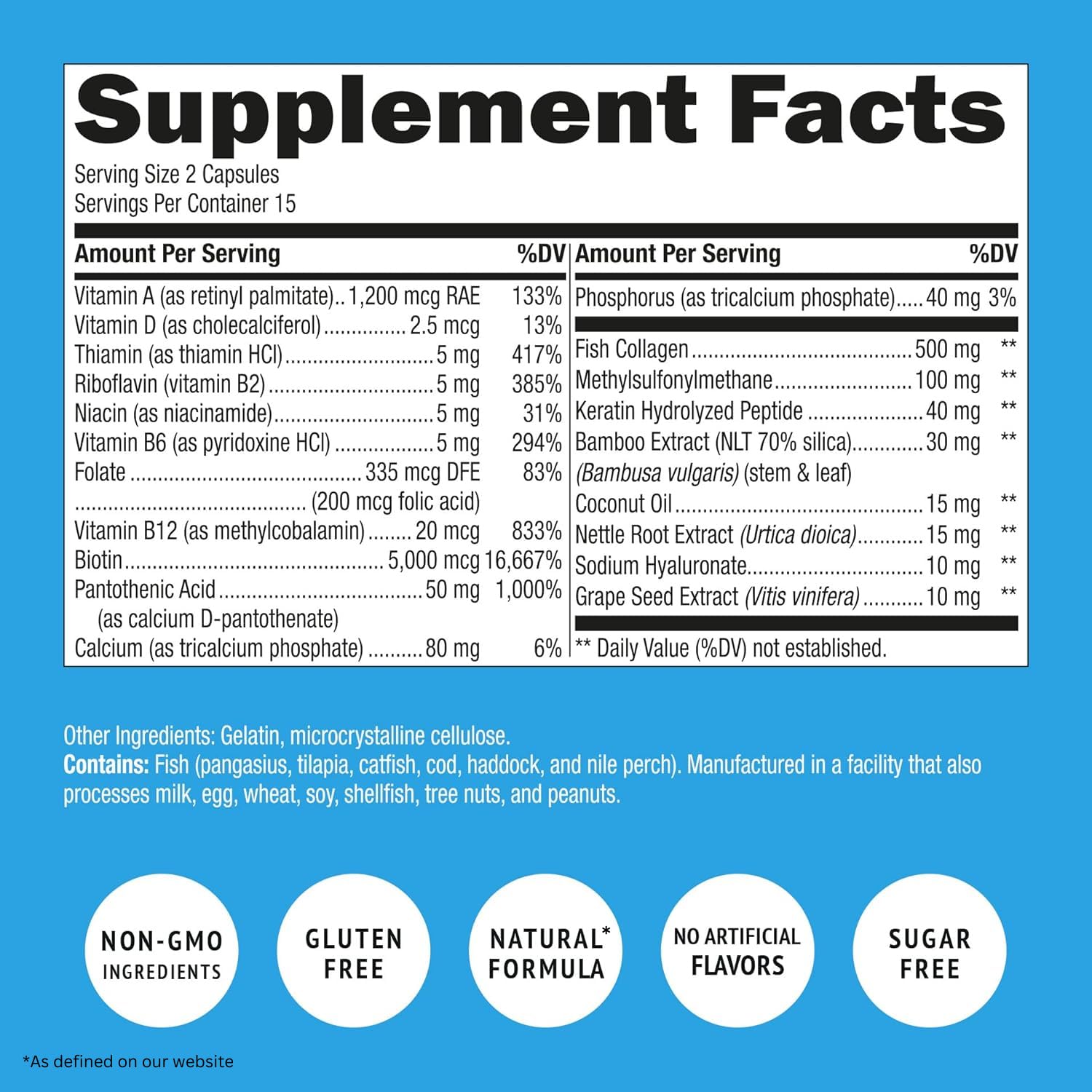 Biotin Collagen Keratin Vitamins with Folate - Hair Growth Supplement for Women & Men - Supports Healthy Hair, Skin & Nails - Postpartum & Hair Loss Treatment - GMO Free Gluten Free 120 Capsules - Perfect for Daily Wellness & Post-Pregnancy Recovery