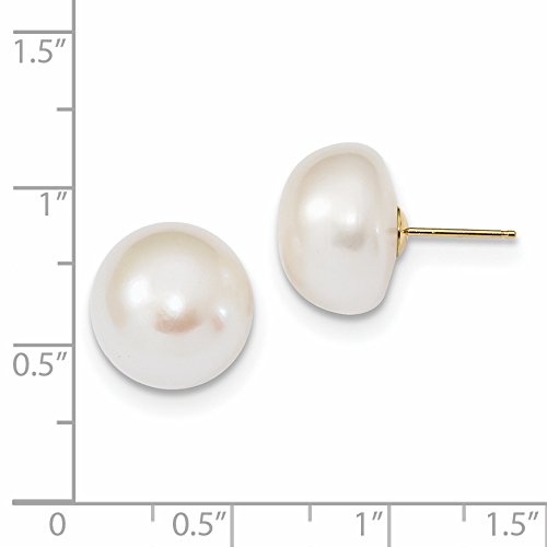 14K Yellow Gold White Cultured Pearl Button Post Earrings for Women - Elegant & Timeless Jewelry for Weddings, Parties & Everyday Wear