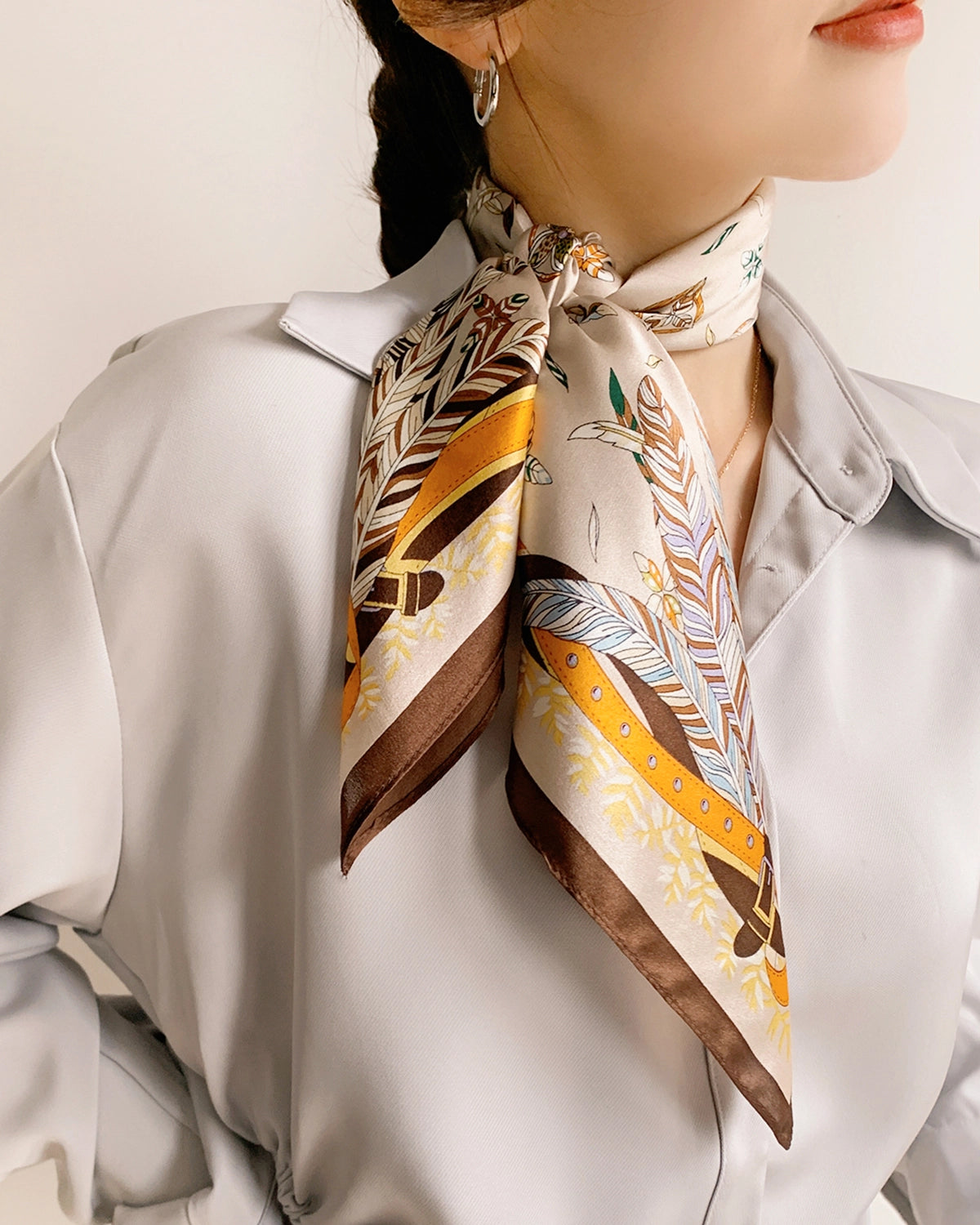 Luxury Square Silk Scarf for Women - Elegant Fashion Accessory for Office, Travel & Special Occasions