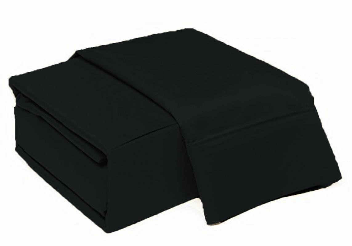 Luxury 100% Egyptian Cotton Twin XL Sheet Set - 550 Thread Count, Deep Pocket Fits 7-9 Inch Mattress, Soft & Breathable Linen Feel (39x80 Inches, Black) - Perfect for Dorm Rooms, Guest Beds & Cozy Sleep