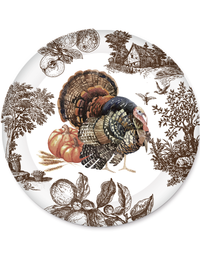 Harvest Turkey Dessert Plates - 18 Pack Thanksgiving Dinnerware Set for Fall Party, Holiday Gathering & Autumn Table Decor