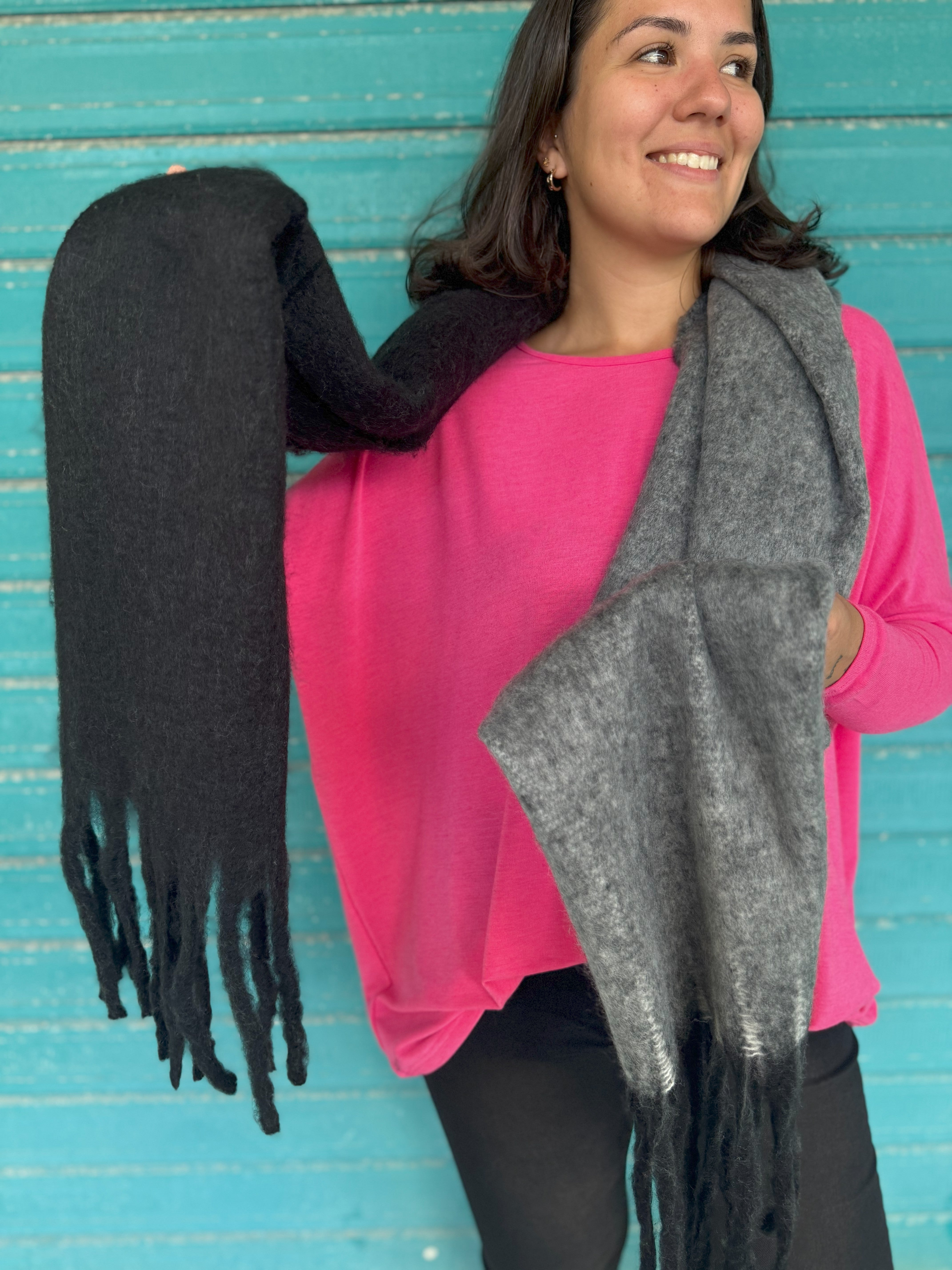 Sonya Black & Grey Scarf for Women - Soft & Stylish Winter Fashion Accessory - Perfect for Office, Travel & Casual Outfits