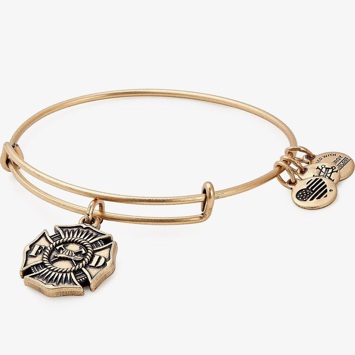 Firefighter Charm Bangle Bracelet - Sterling Silver First Responder Jewelry Gift for Women & Men - Perfect for Firefighter Appreciation, EMS Week & Emergency Worker Gifts