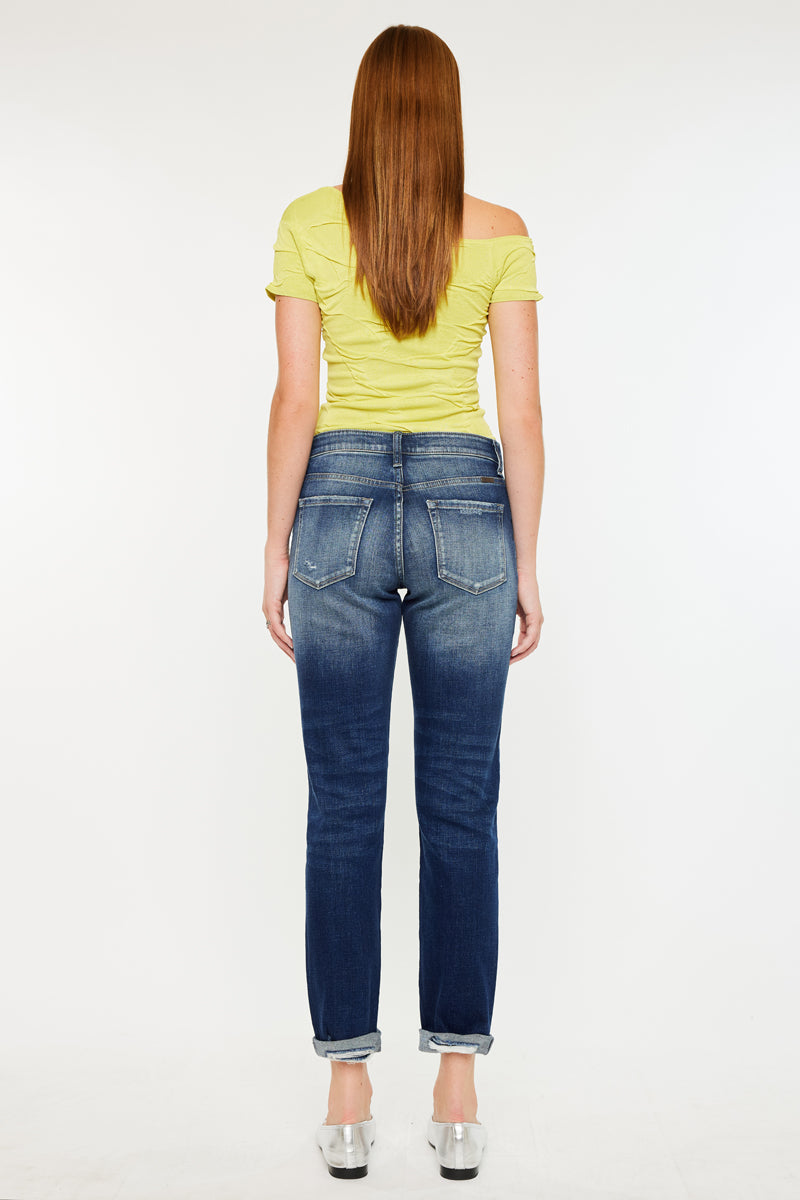 Alena Mid Rise Slim Boyfriend Jeans for Women - Comfortable Stretch Denim Pants - Casual Everyday Wear for Work & Weekend Outfits