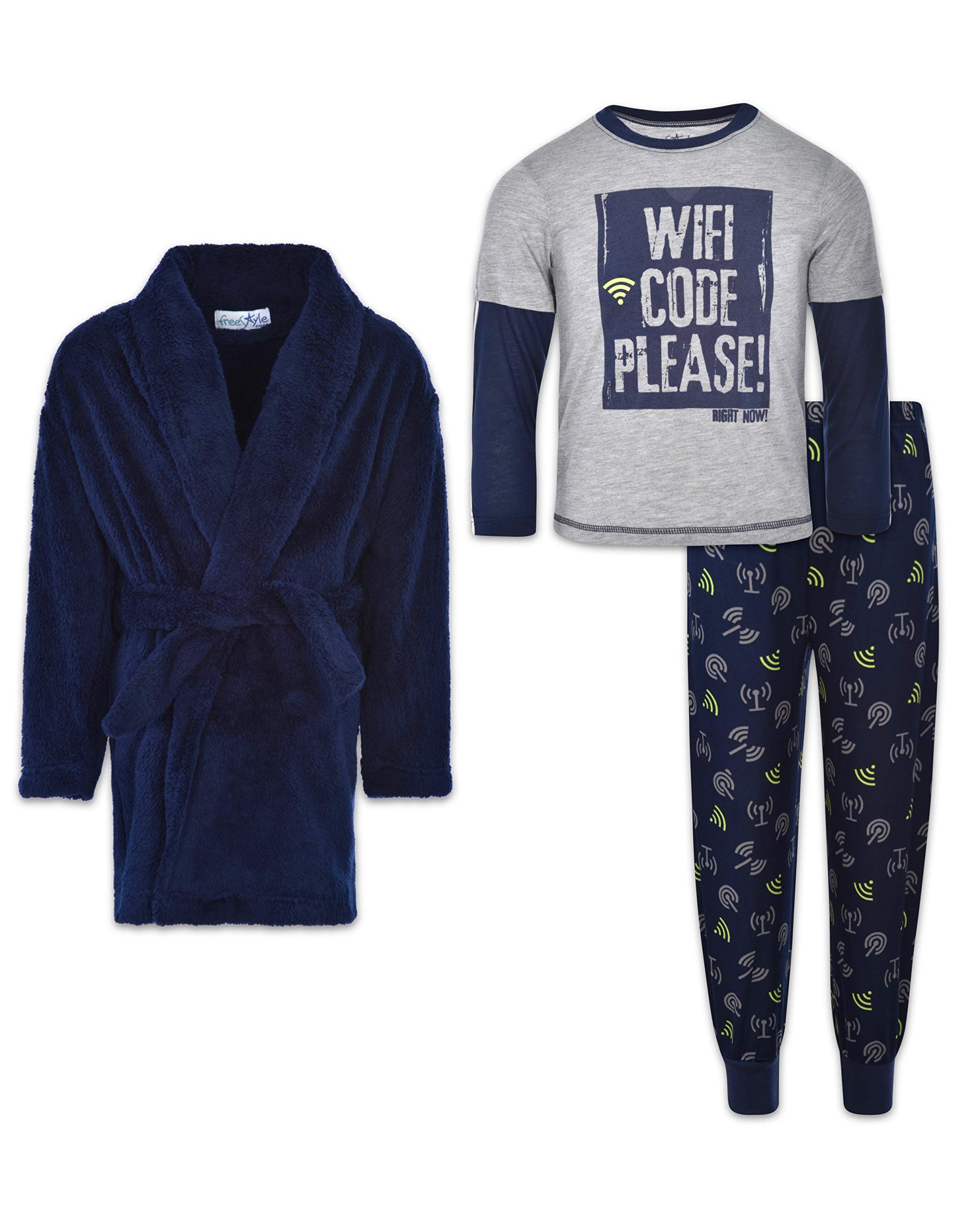 Freestyle Revolution Boys' 3-Piece Pajama Set - Soft Cotton Sleepwear for Kids - Perfect for Bedtime, Lounging & Sleepovers
