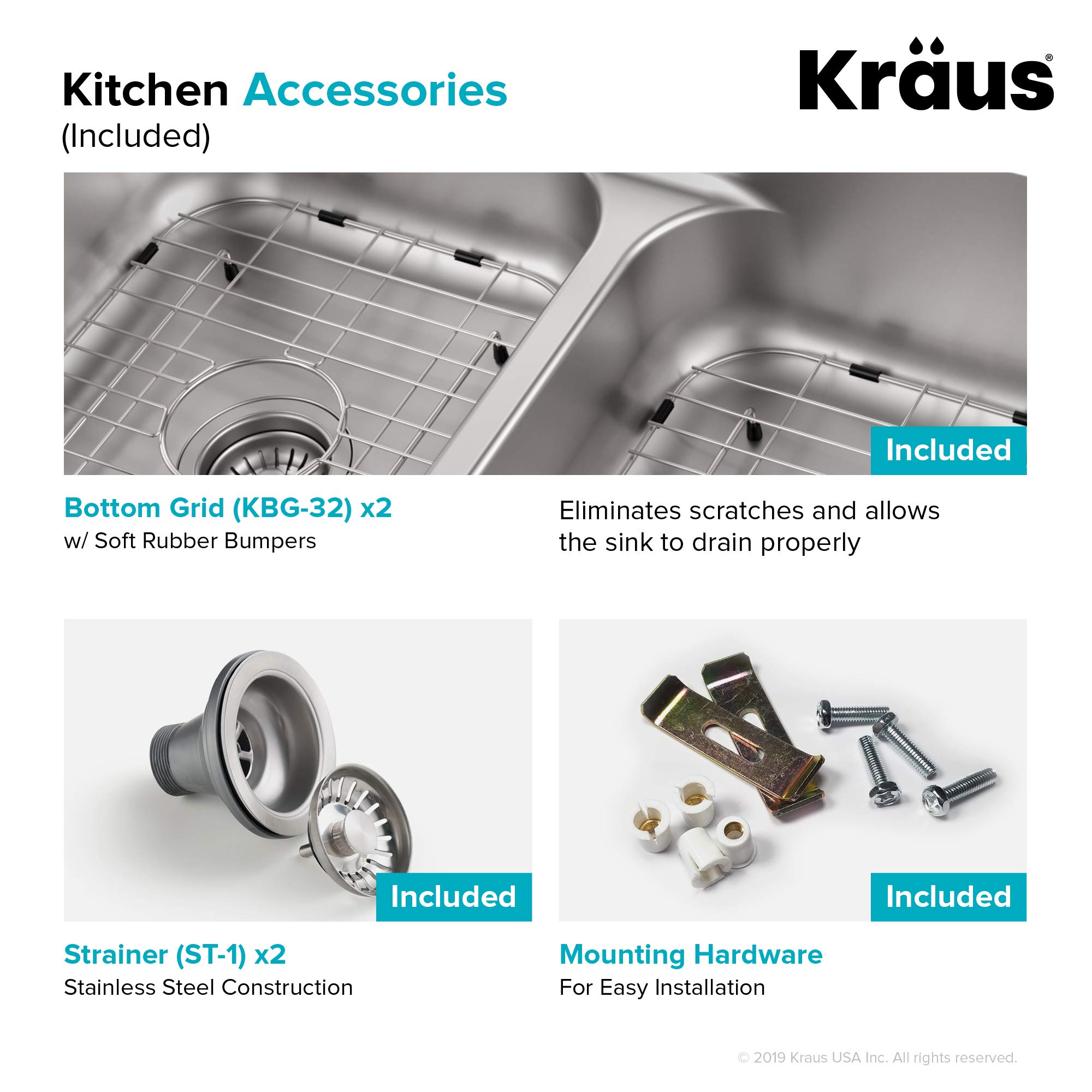 KRAUS KCA-1200 33-inch 16 Gauge Undermount Stainless Steel Kitchen Sink with 18-inch Pull-Down Commercial Style Faucet, Spot Free Finish - Perfect for Modern Home Kitchens and Restaurant-Style Cooking Spaces