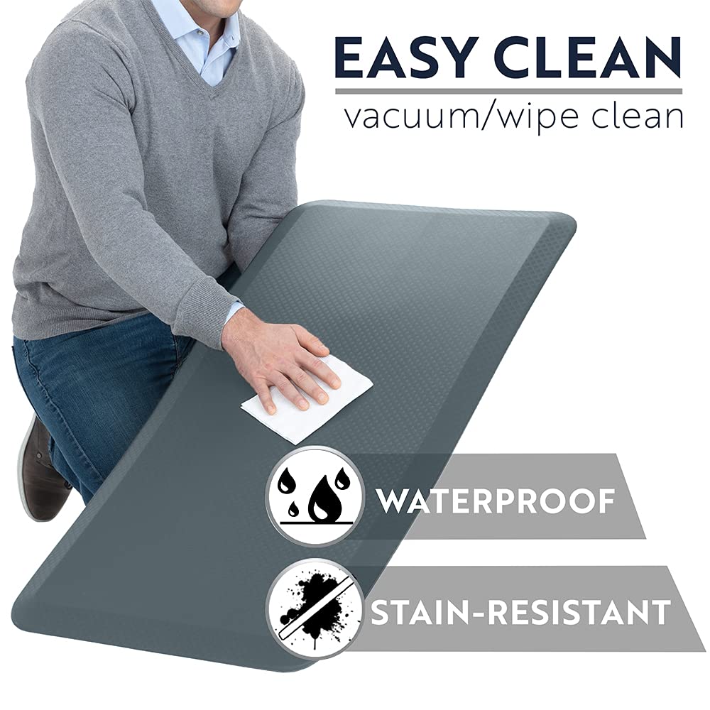 KANGAROO Ergonomic Anti-Fatigue Kitchen Floor Mat - Cushioned Standing Desk Mat for Office & Home, Waterproof & Scratch-Resistant, All-Day Comfort Foam Rug (20x32 Inches, Charcoal) - Perfect for Kitchens, Standing Desks & High-Traffic Areas