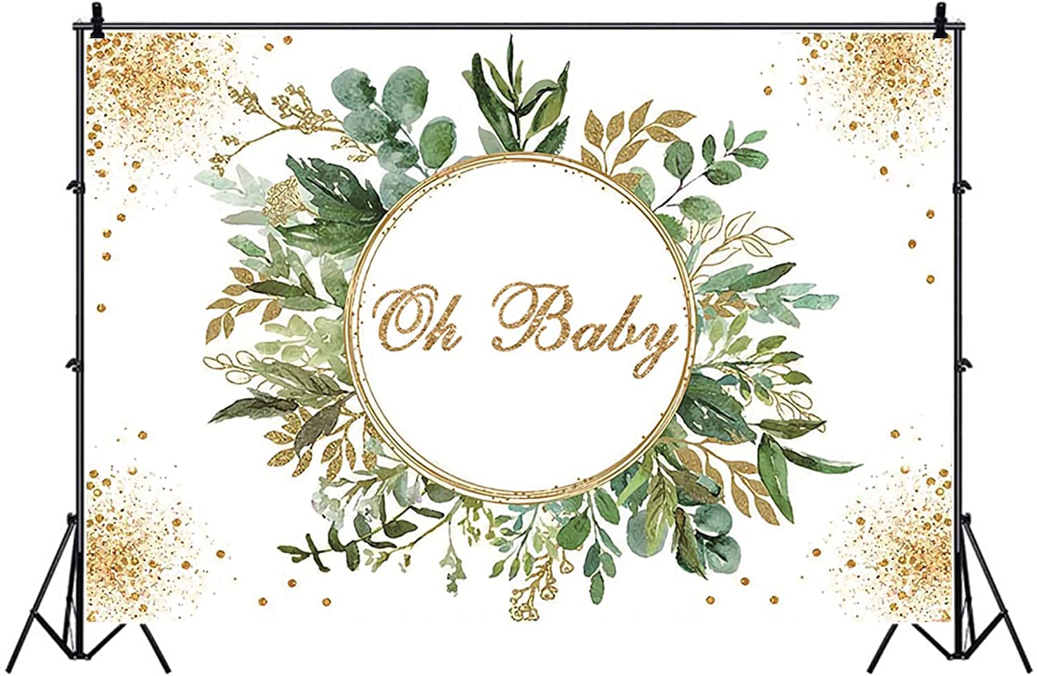 Yeele 10x8ft Baby Shower Backdrop - Gender Neutral Green Leaves Photography Background for Newborn, Birthday Party Decorations - Vinyl Cake Table Banner & Studio Props - Perfect for Baby Showers, Birthdays, and Photo Studios