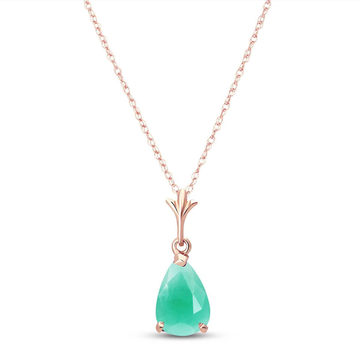 1 Carat 14K Solid Rose Gold Pear Emerald Pendant Necklace - Elegant Jewelry Gift for Women, Perfect for Weddings, Anniversaries & Special Occasions