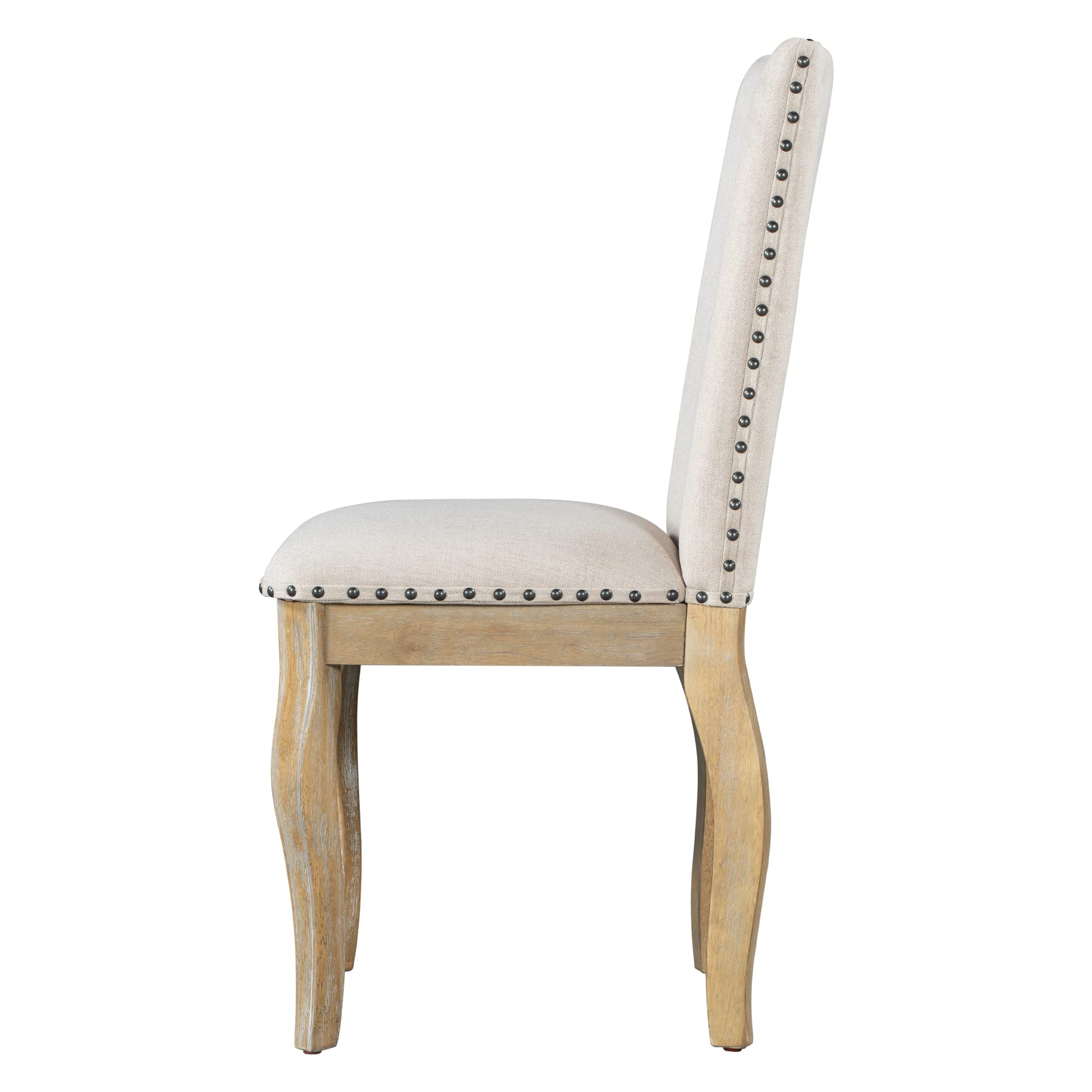 4-Piece Wooden Upholstered Dining Chair Set with Nailhead Trim - Modern Fabric Kitchen Chairs for Dining Room, Breakfast Nook & Entertaining