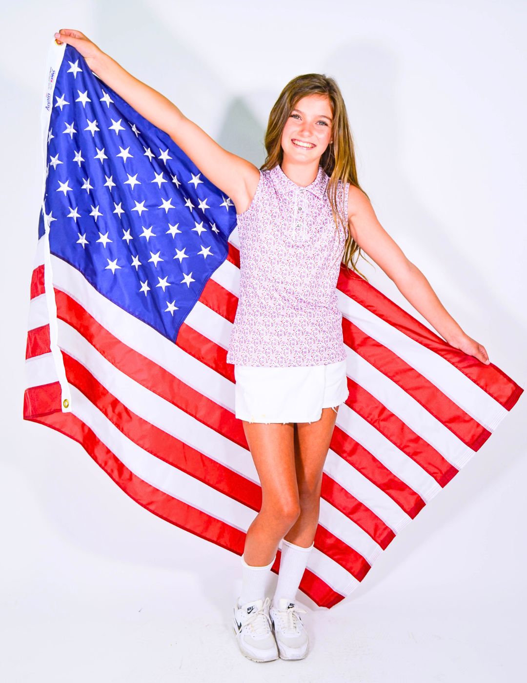 Limited Edition Americana Sleeveless Girls' Polo Shirt - Breathable Summer Top for Youth Sports & Casual Outfits