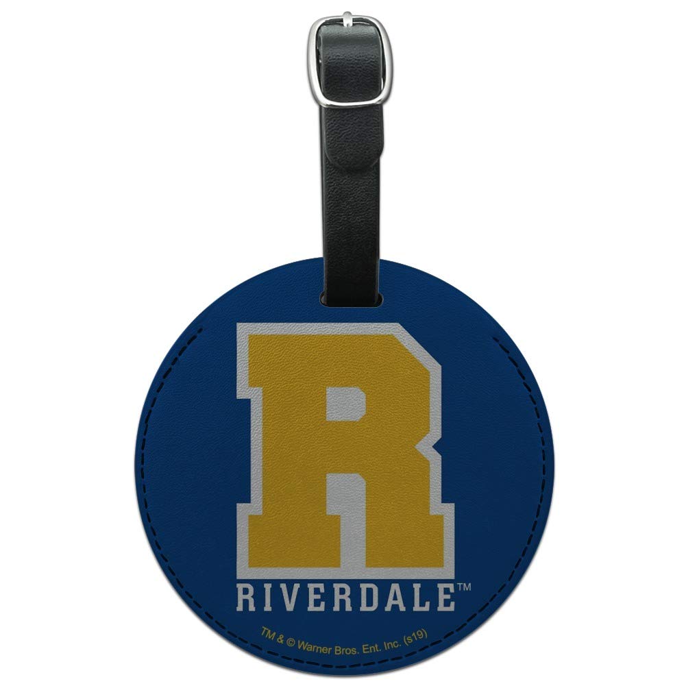 Riverdale Varsity Letter Round Leather Luggage Tag - Personalized Carry-On ID Tag for Suitcases, Backpacks & Travel Bags - Perfect for Travel, Business Trips & Vacation Identification