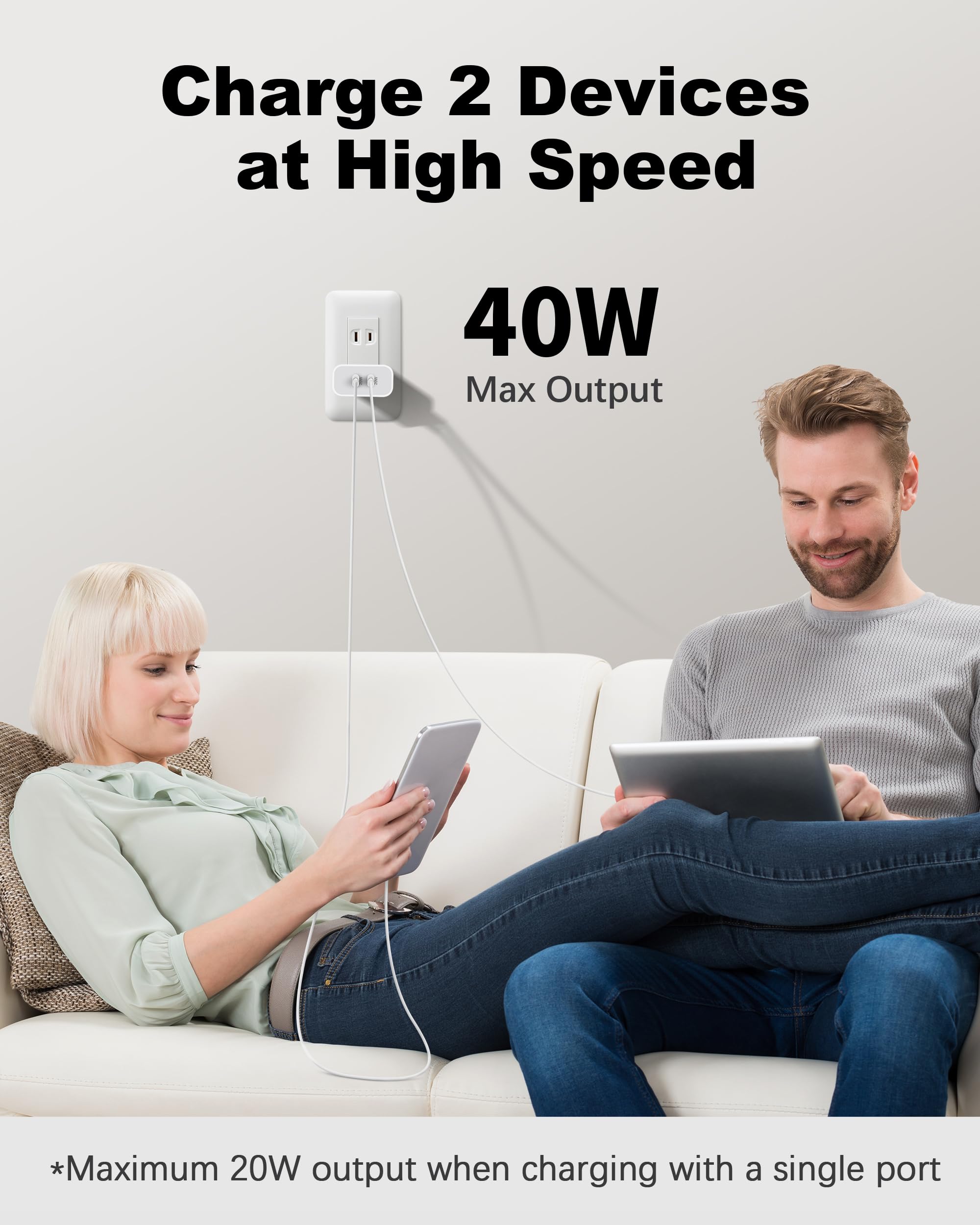 ARCCRA 40W Fast Charger 2-Pack with 6FT & 10FT USB C Cables - Compatible with iPhone 16/16e/16 Pro Max/16 Plus/15/15 Pro/15 Pro Max - Quick Charge Power Adapter for Home, Office & Travel