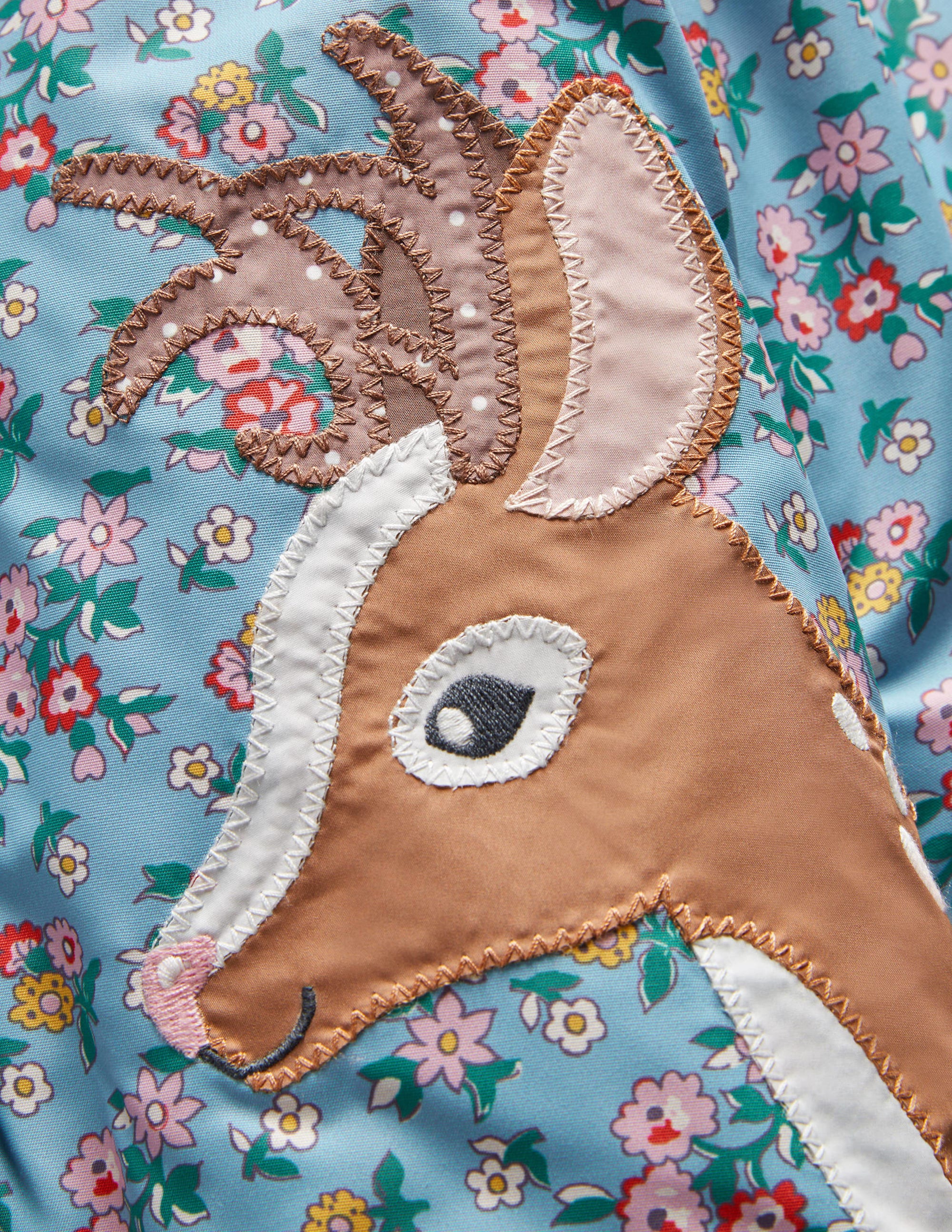3 in 1 Convertible Coat for Women - Dusty Blue Floral Deer Print Jacket with Hood | Outdoor Hiking, Camping & Fall Fashion