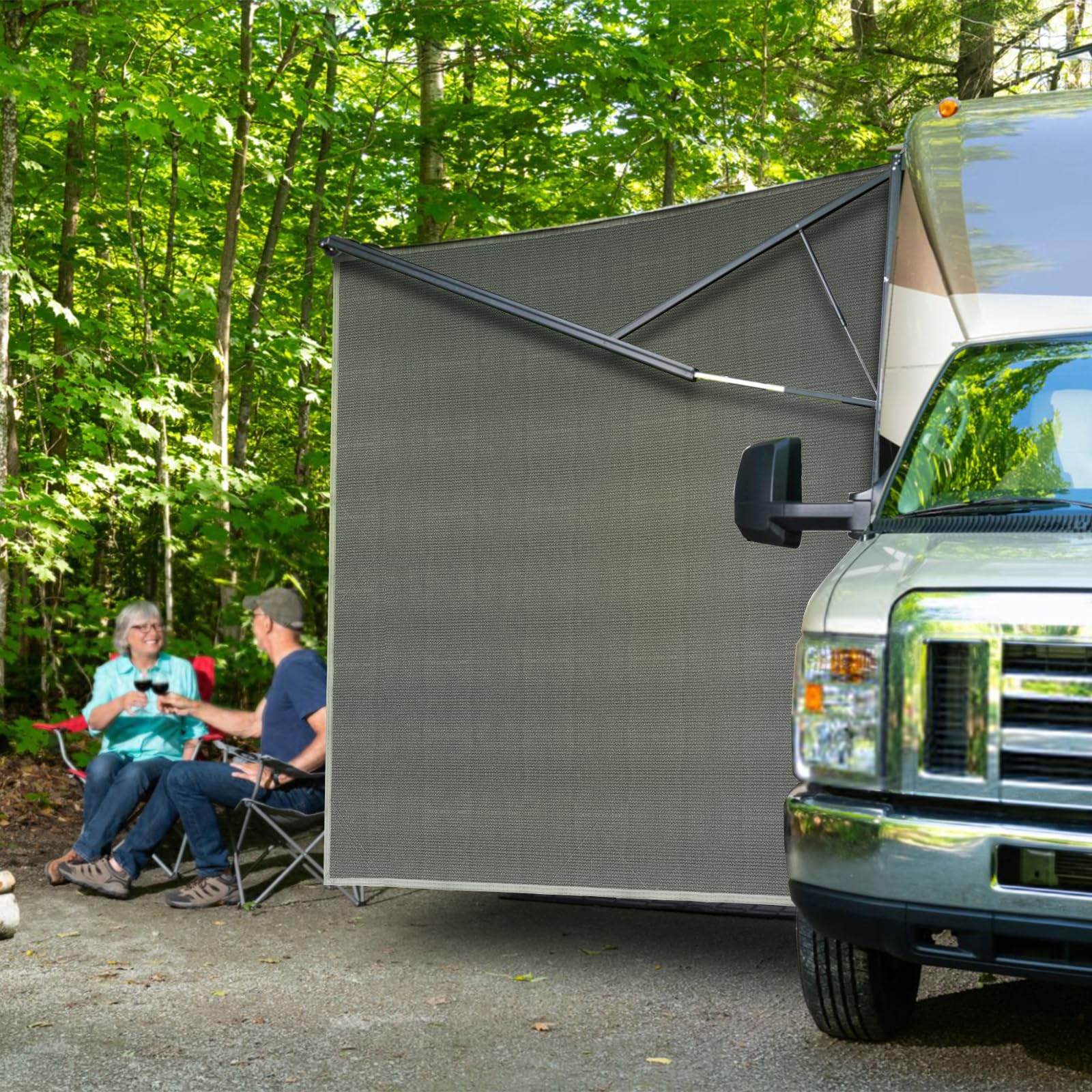 RV Awning Sun Shade Screen 7.8'X8.5' - UV Blocking Canopy for 9' RV Awnings | Privacy Protection & Sun Shelter for Campers & Trailers | Complete Kit with 5-Year Warranty | Perfect for Outdoor Camping, Picnics & Road Trips