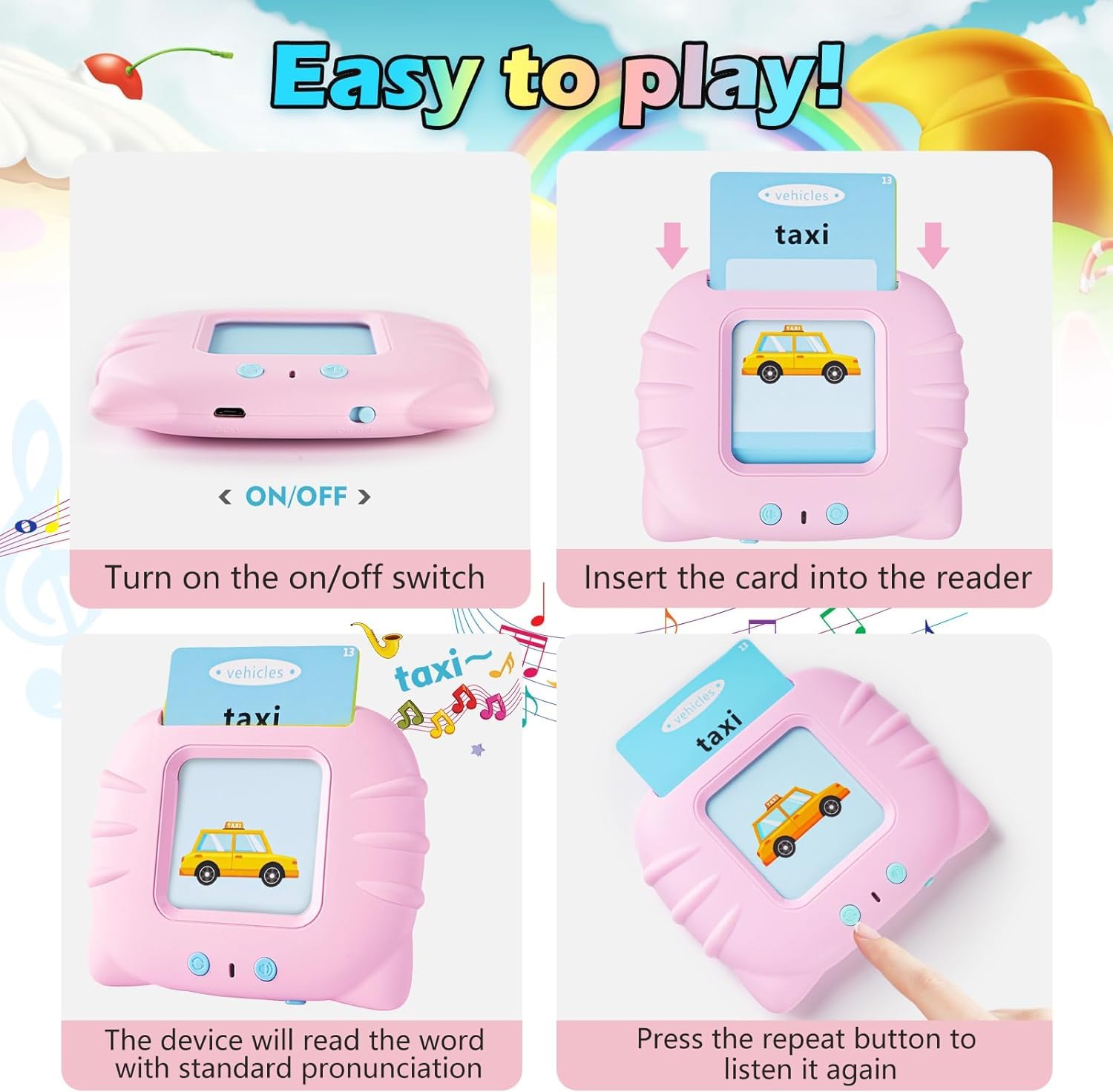 Talking Flash Cards for Toddlers 3-6 Years - 224 Sight Words Learning Toys for Speech Therapy & Autism - Perfect Birthday Gift for Boys & Girls - Ideal for Home & Classroom Learning